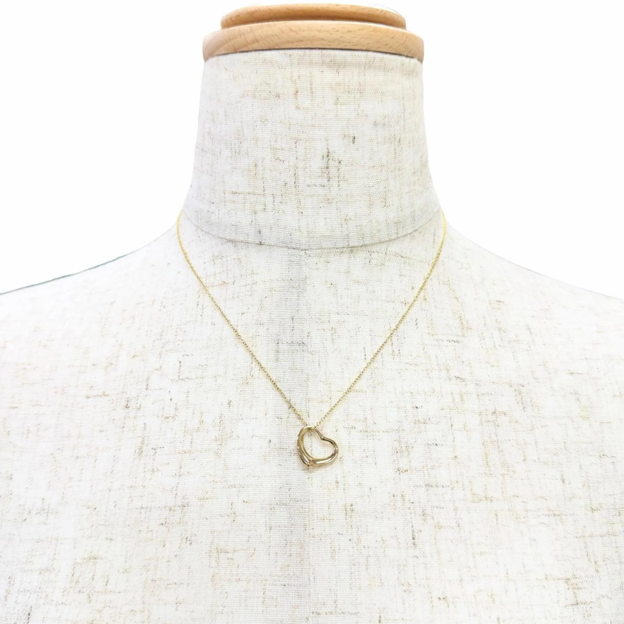 Open Heart Pendant Necklace 18K Yellow Gold 12mm - Image 3