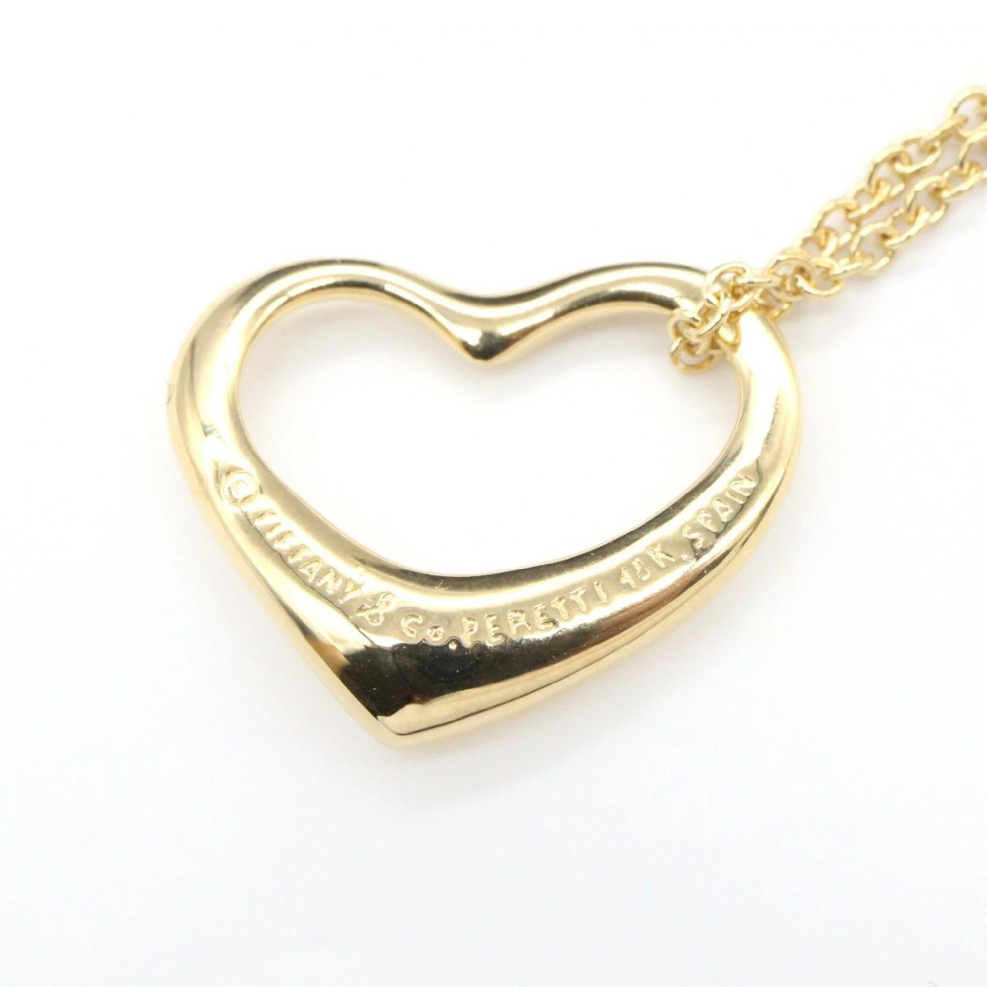 Open Heart Pendant Necklace 18K Yellow Gold 12mm - Image 5