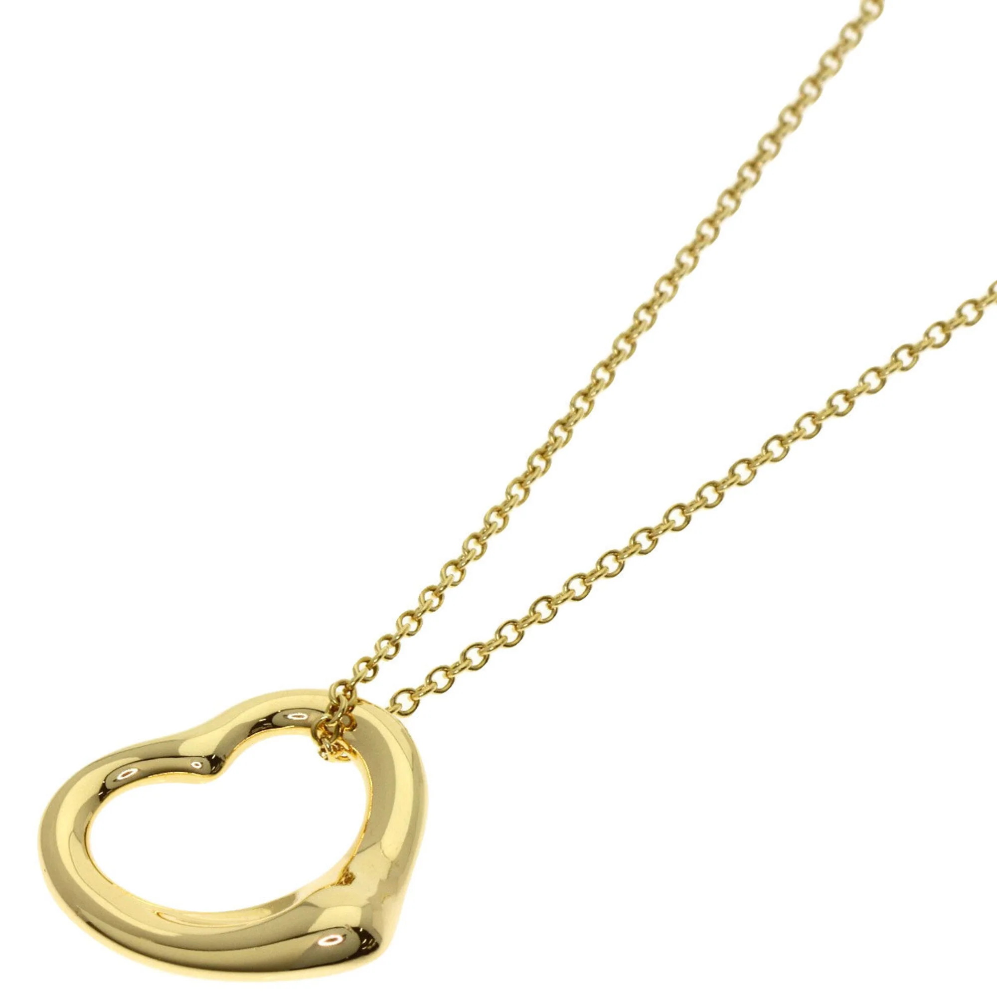 Open Heart Pendant Necklace 18K Yellow Gold 13.7mm