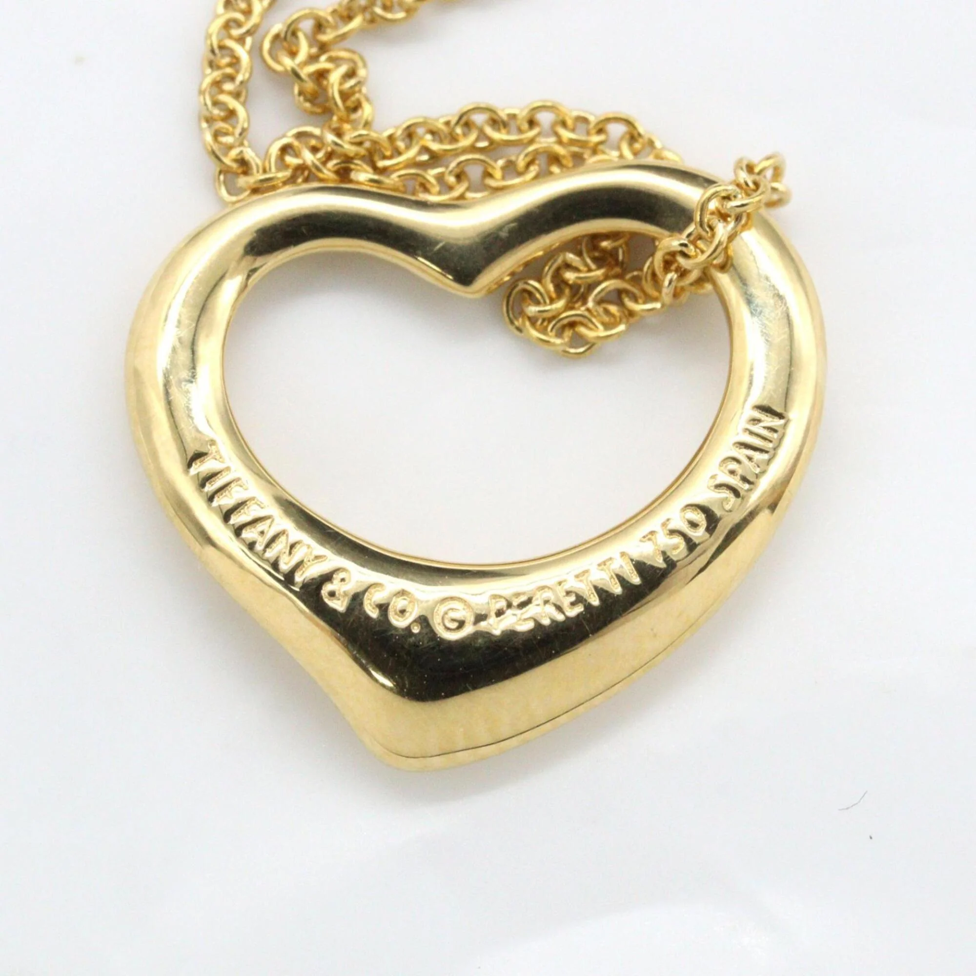 Open Heart Pendant Necklace 18K Yellow Gold 13mm - Image 5