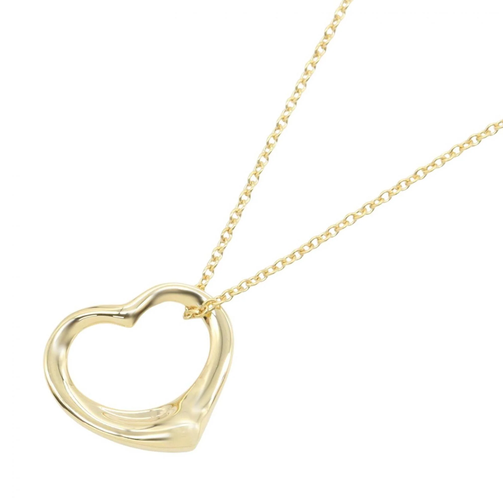 Open Heart Pendant Necklace 18K Yellow Gold 13mm