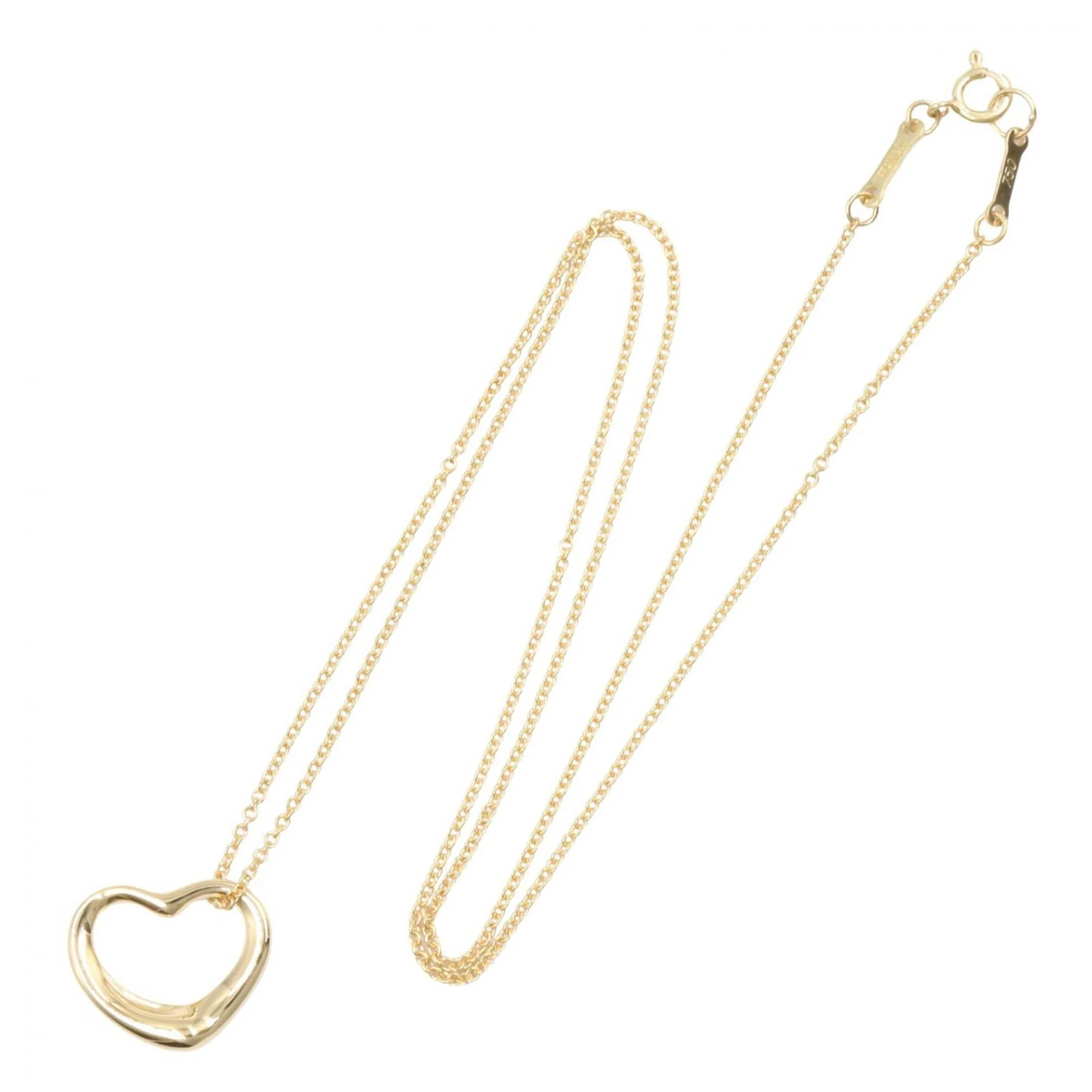 Open Heart Pendant Necklace 18K Yellow Gold 13mm - Image 2