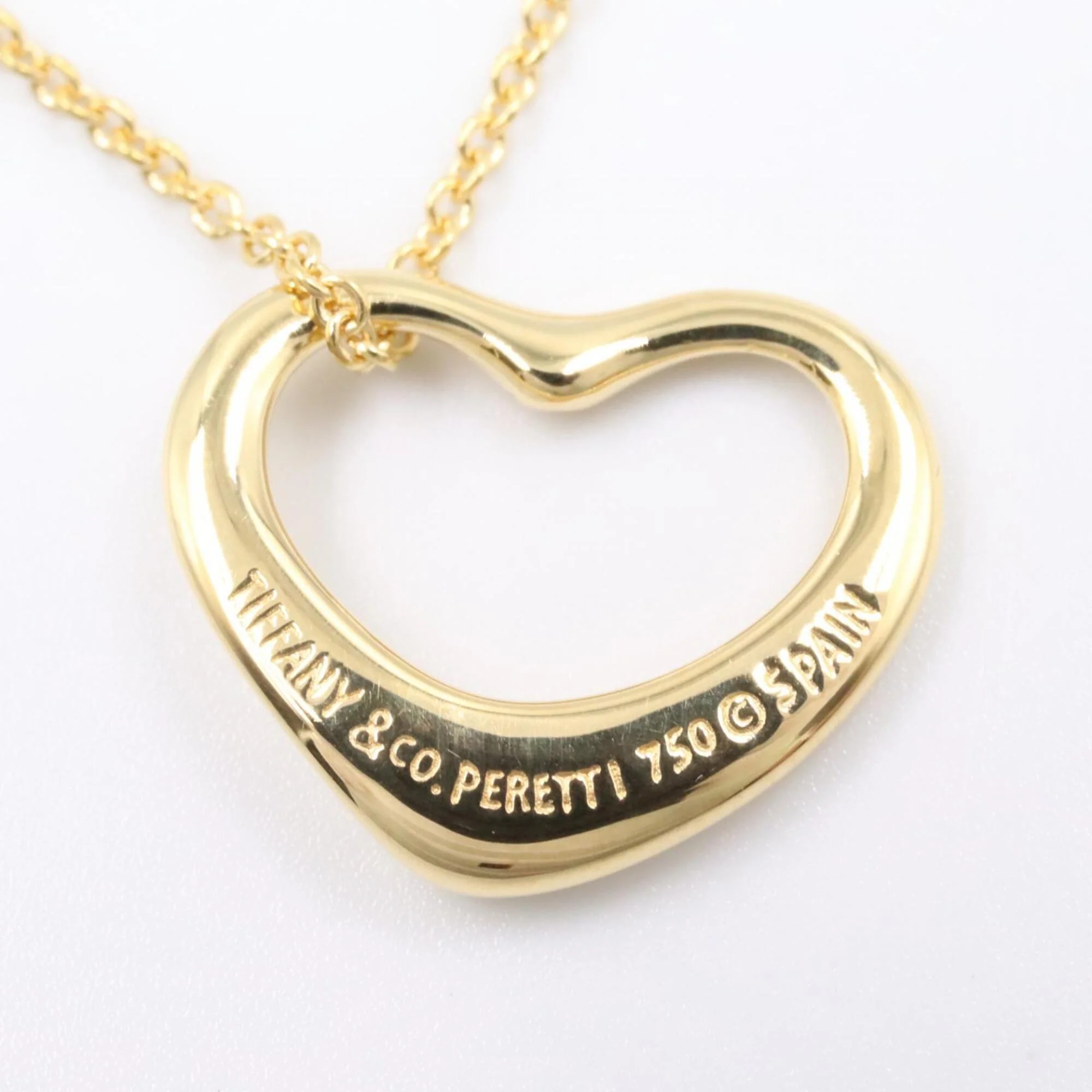 Open Heart Pendant Necklace 18K Yellow Gold 13mm - Image 3