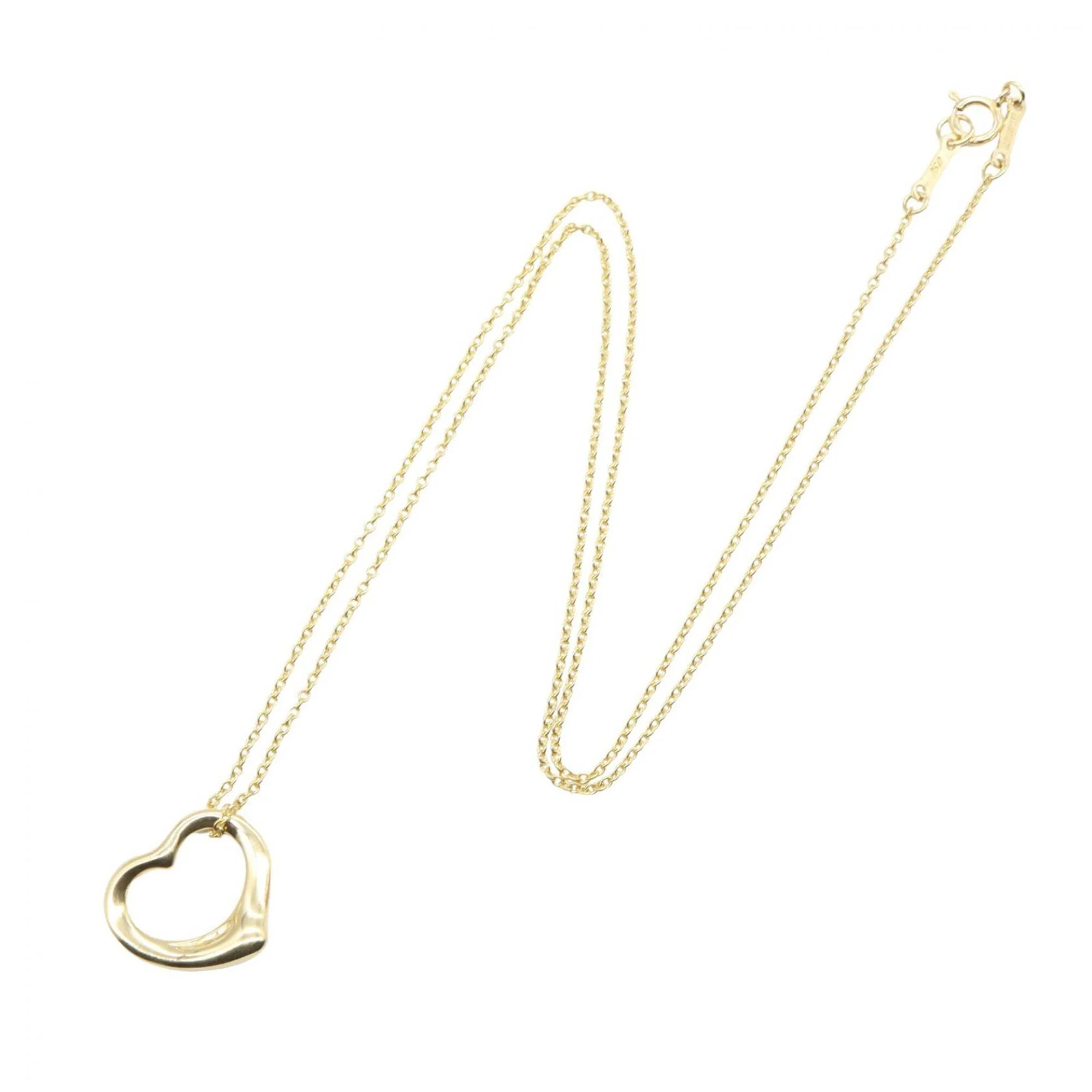 Open Heart Pendant Necklace 18K Yellow Gold 13mm - Image 2