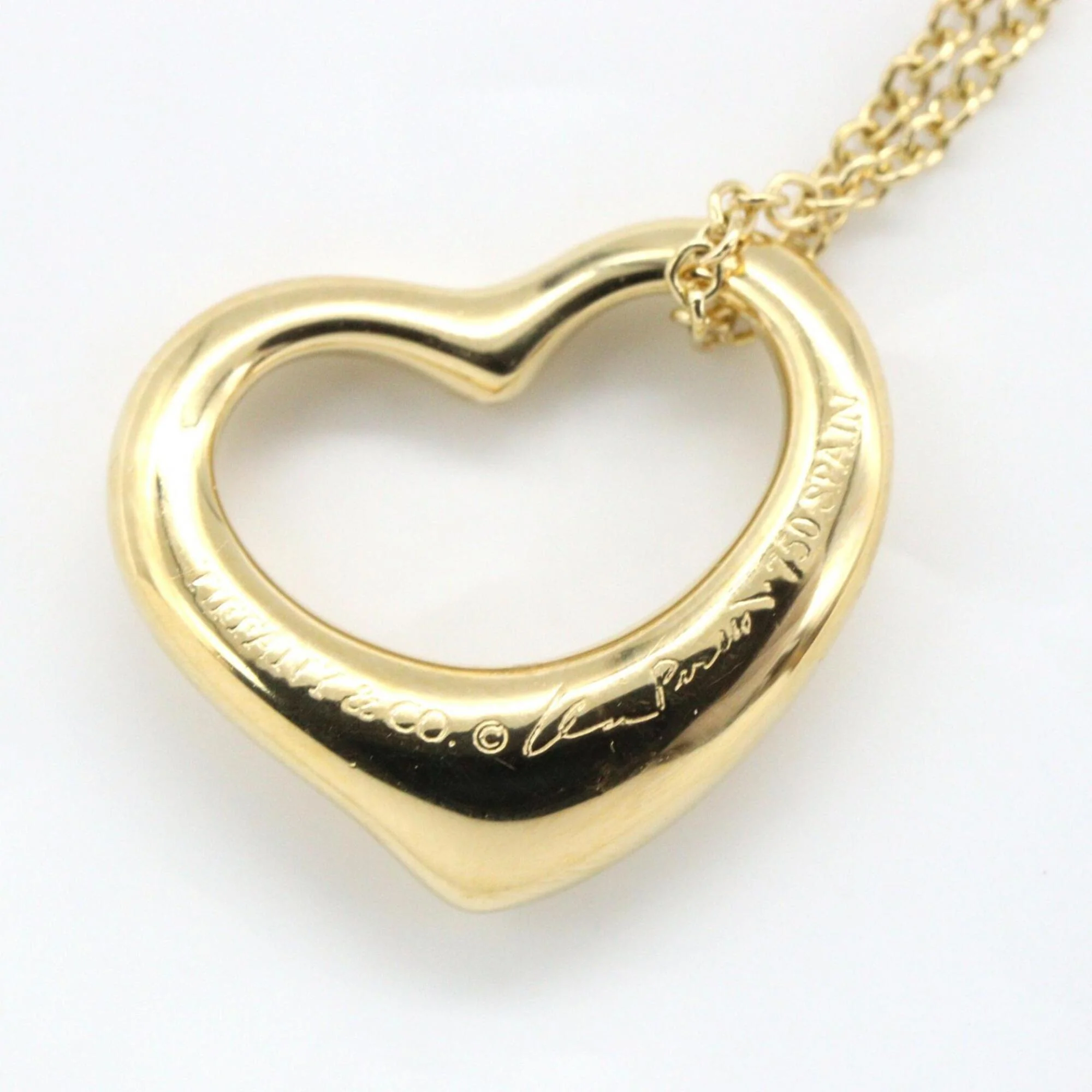 Open Heart Pendant Necklace 18K Yellow Gold 13mm - Image 5