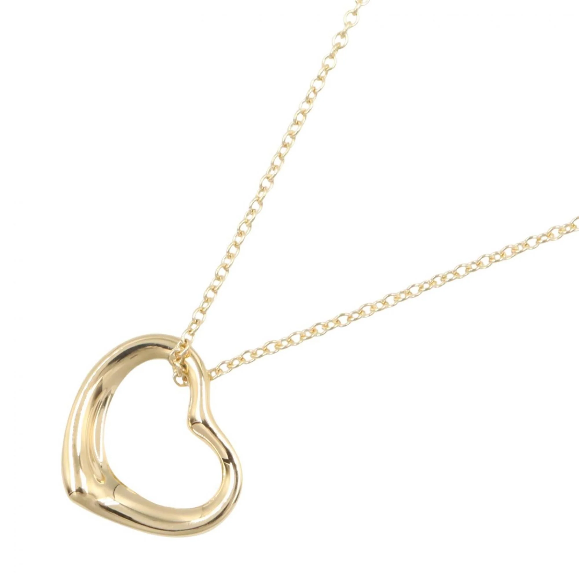 Open Heart Pendant Necklace 18K Yellow Gold 13mm