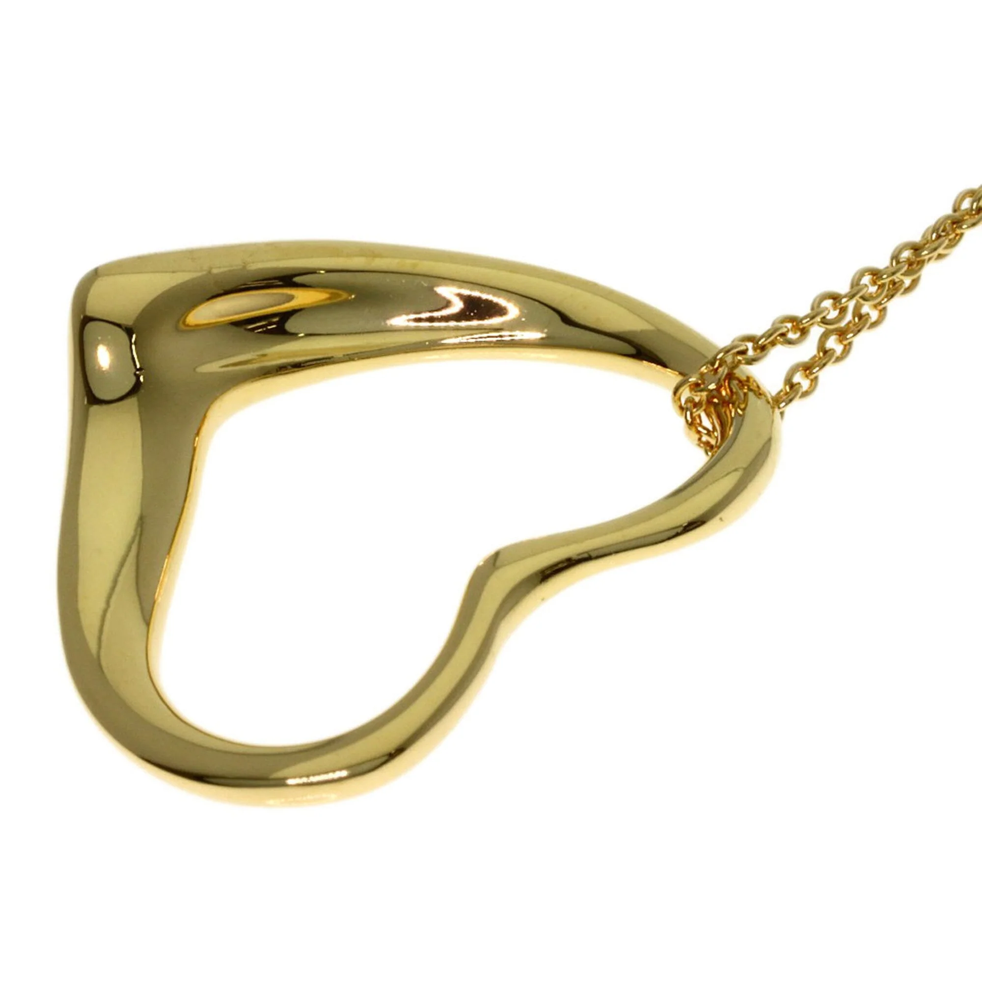 Open Heart Pendant Necklace 18K Yellow Gold - Image 5