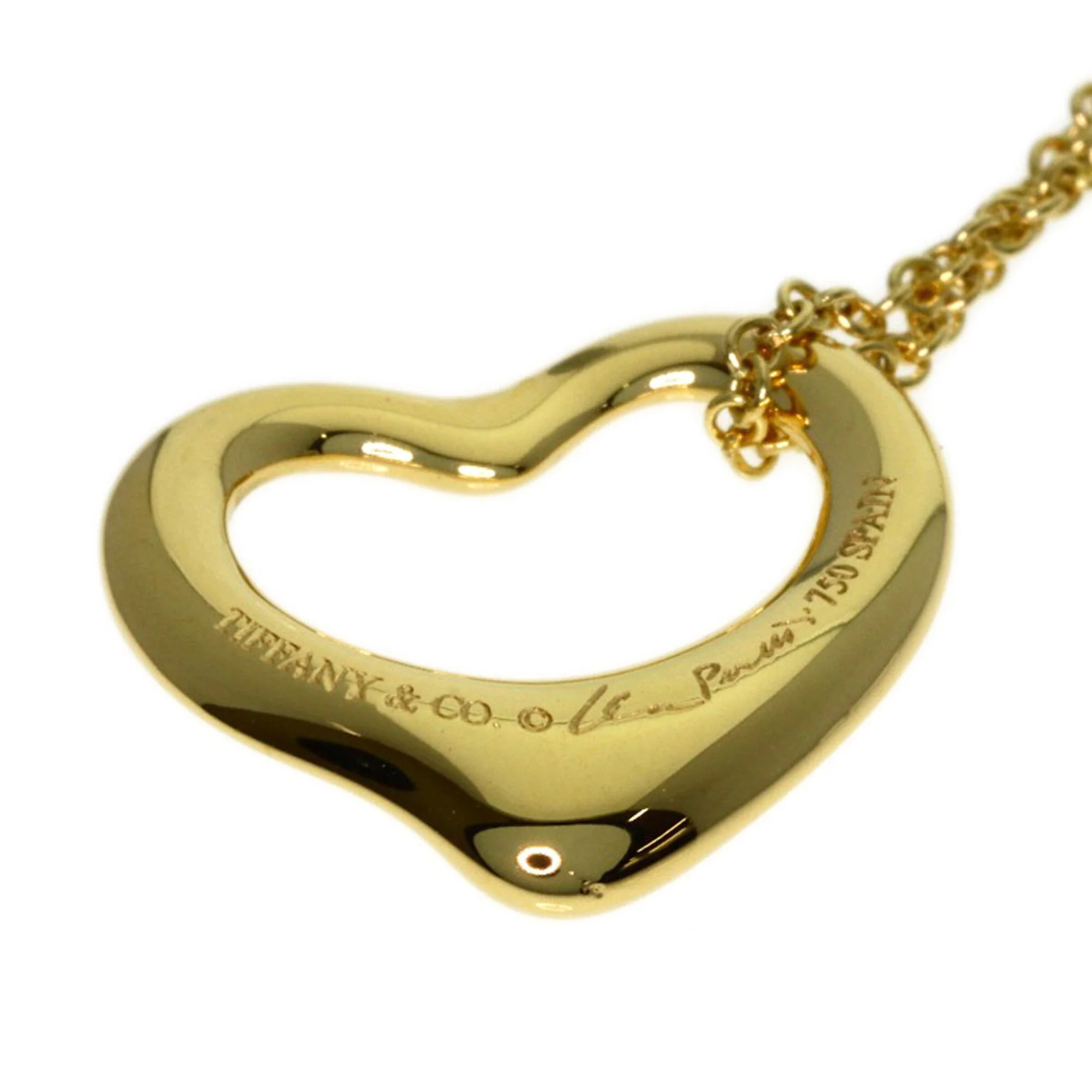 Open Heart Pendant Necklace 18K Yellow Gold - Image 6