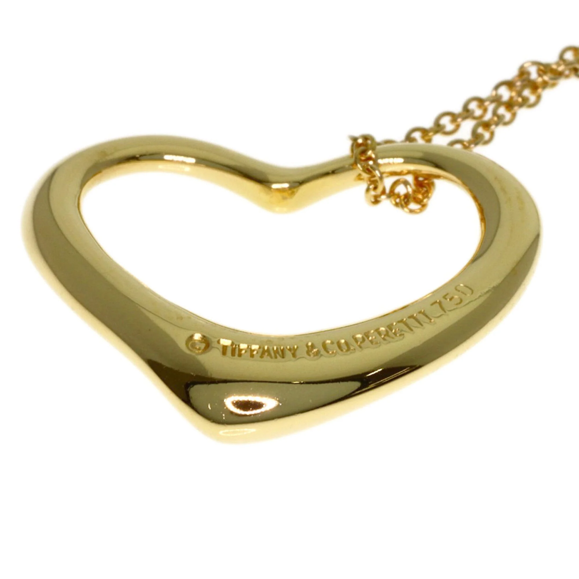 Open Heart Pendant Necklace 18K Yellow Gold - Image 7