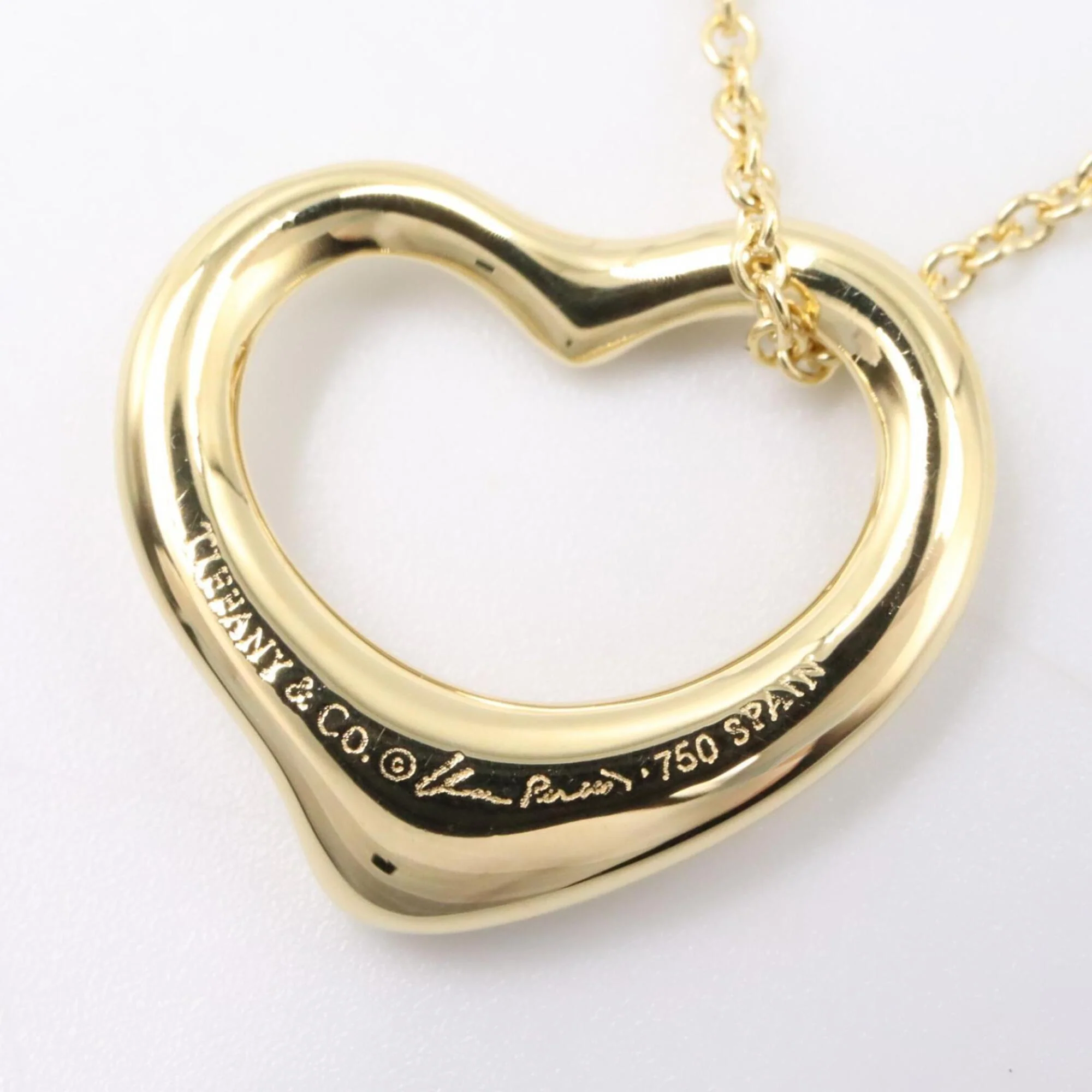 Open Heart Pendant Necklace 18K Yellow Gold 14mm - Image 3