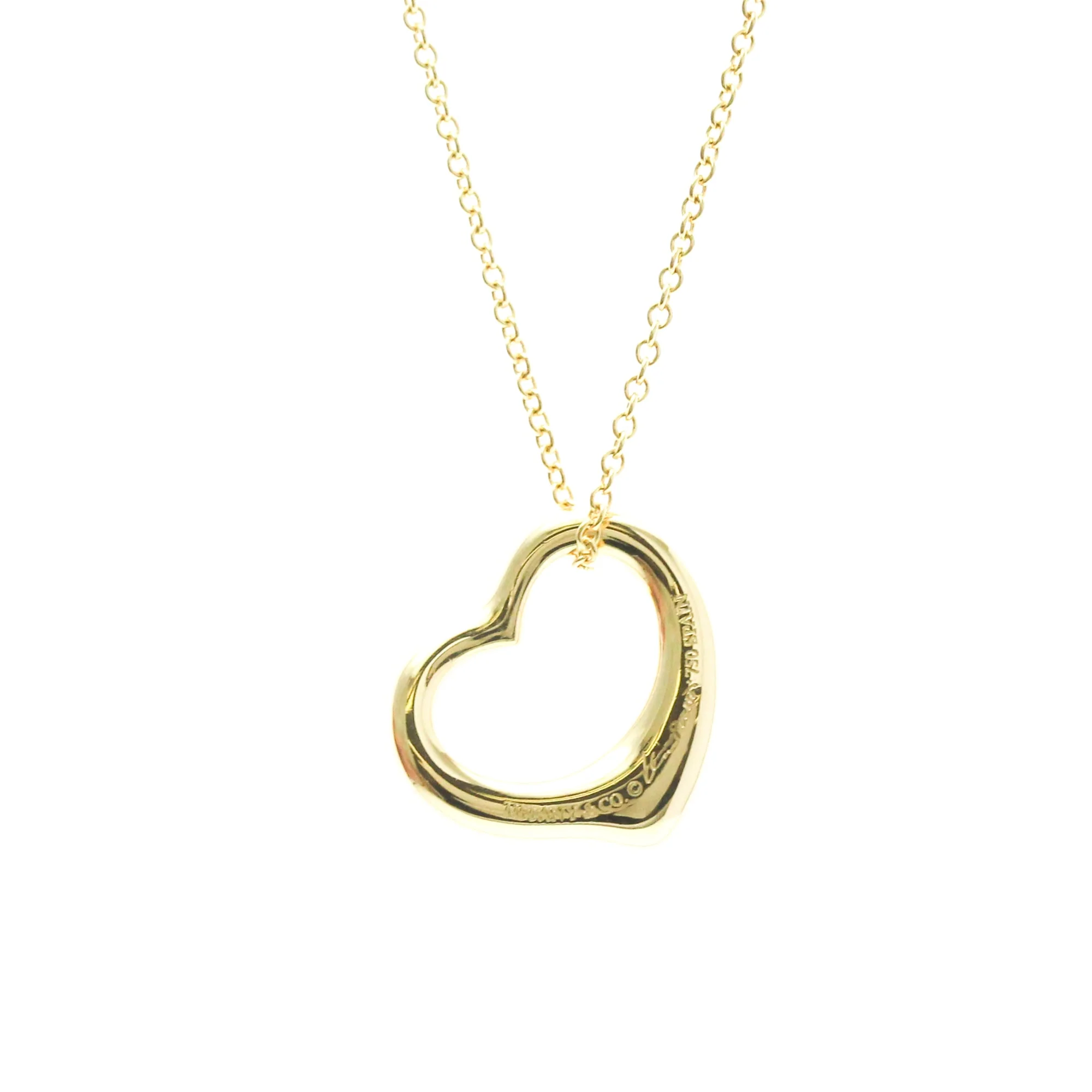 Open Heart Pendant Necklace 18K Yellow Gold 15.5mm - Image 2