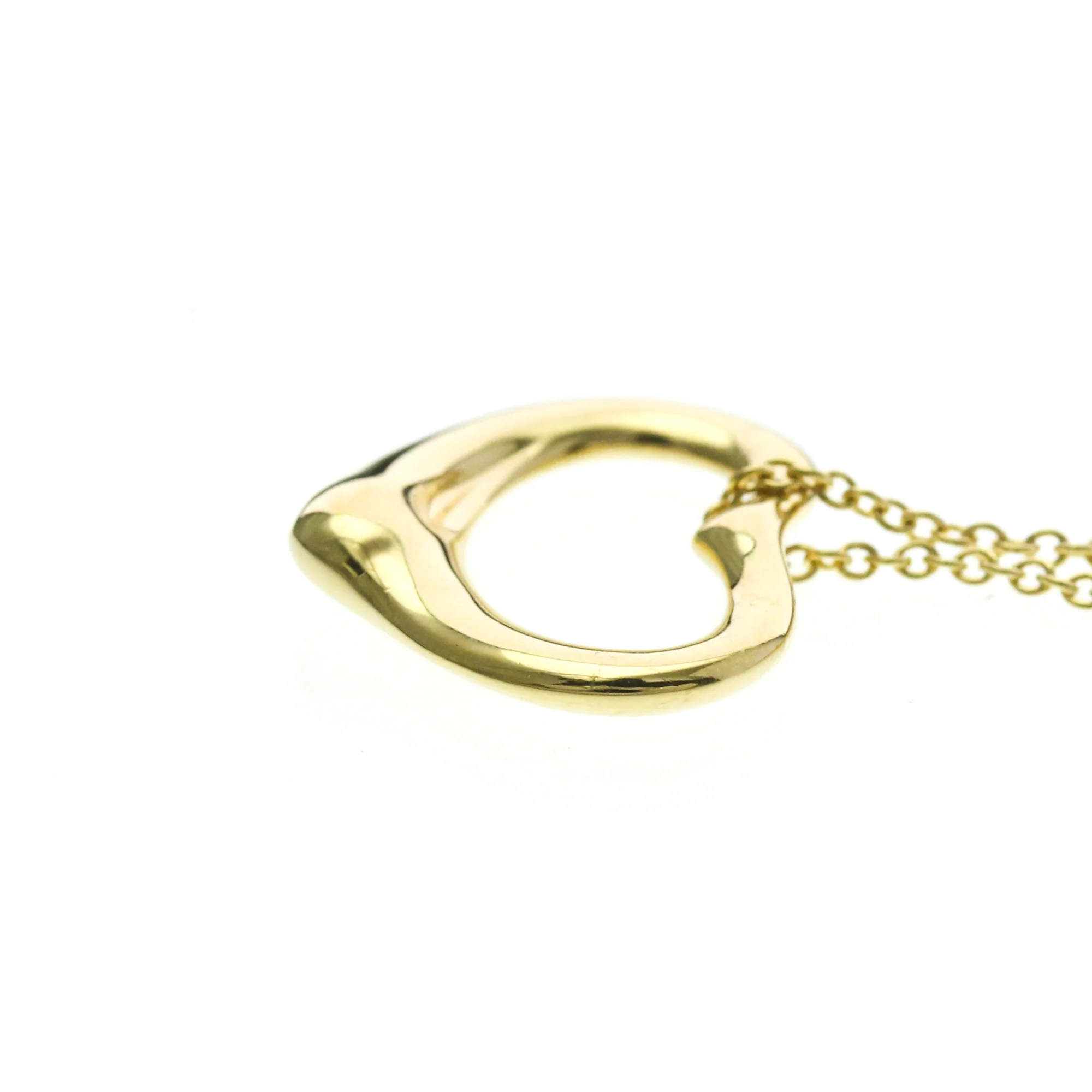 Open Heart Pendant Necklace 18K Yellow Gold 15.5mm - Image 3