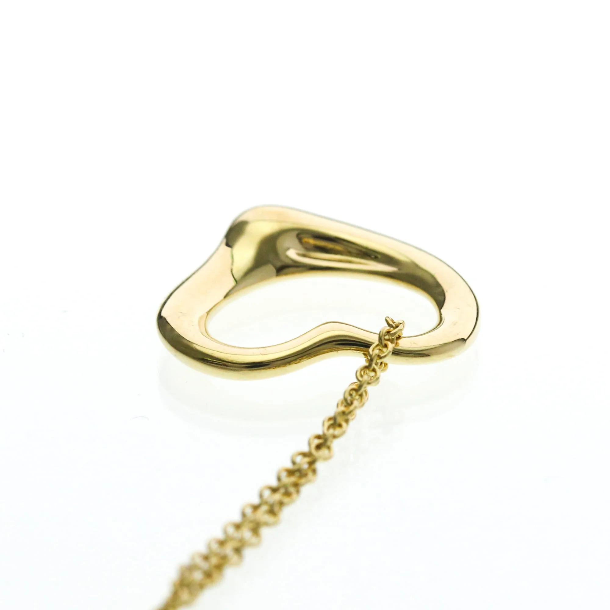 Open Heart Pendant Necklace 18K Yellow Gold 15.5mm - Image 6