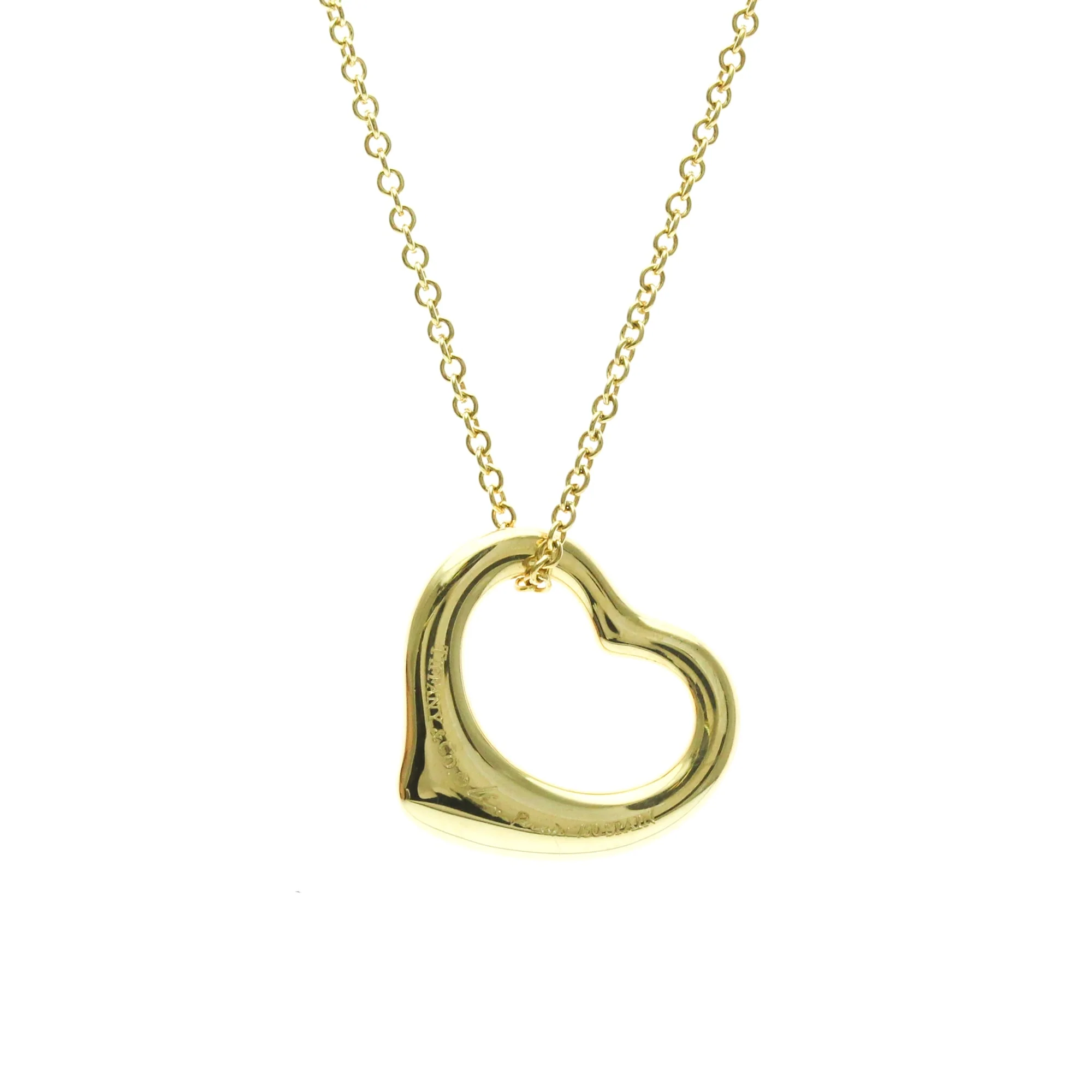 Open Heart Pendant Necklace 18K Yellow Gold 15.8mm - Image 2