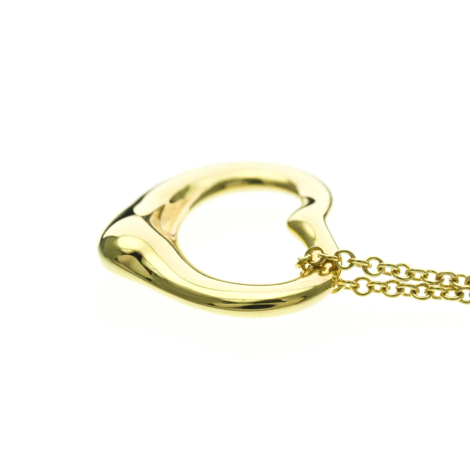 Open Heart Pendant Necklace 18K Yellow Gold 15.8mm - Image 3