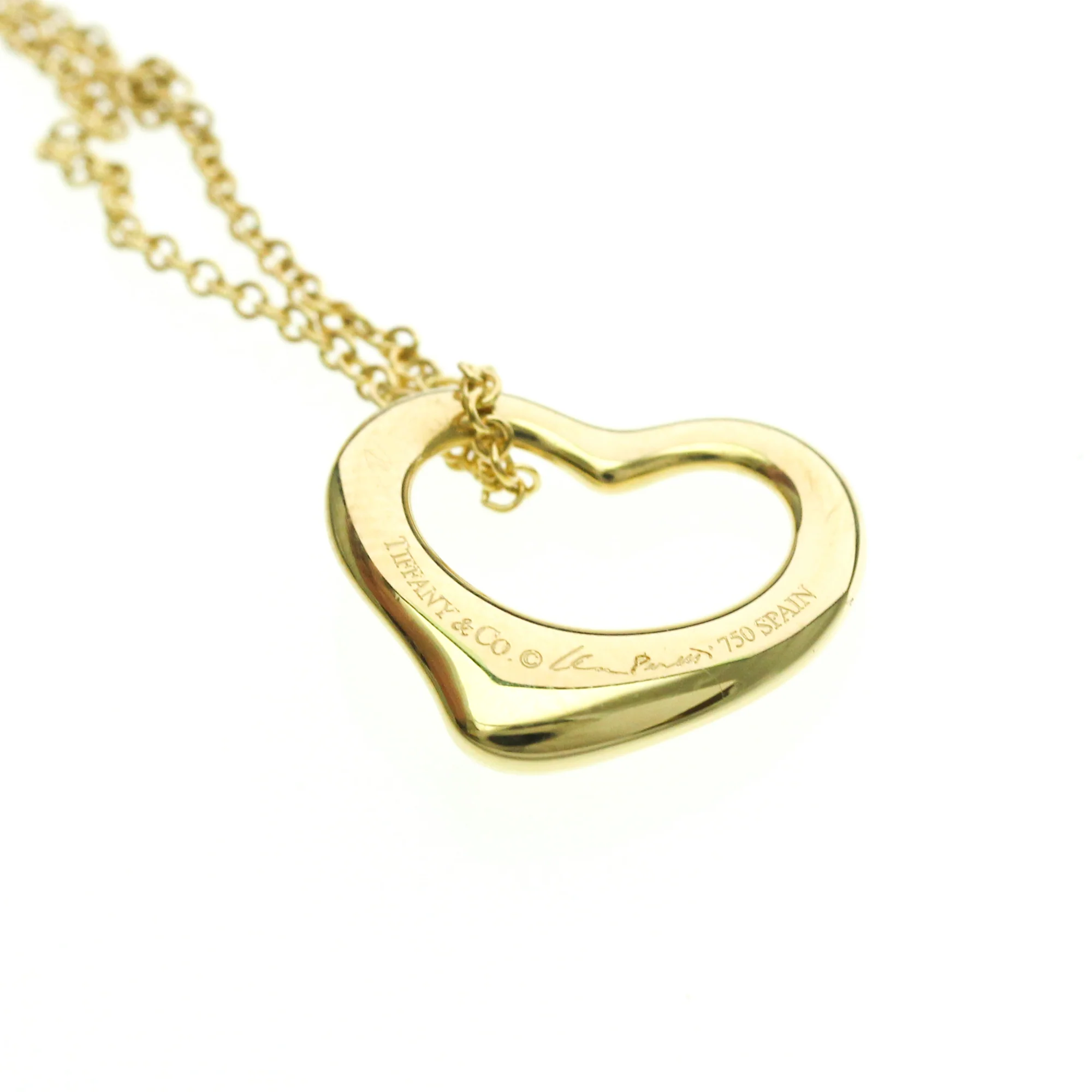 Open Heart Pendant Necklace 18K Yellow Gold 15.8mm - Image 7
