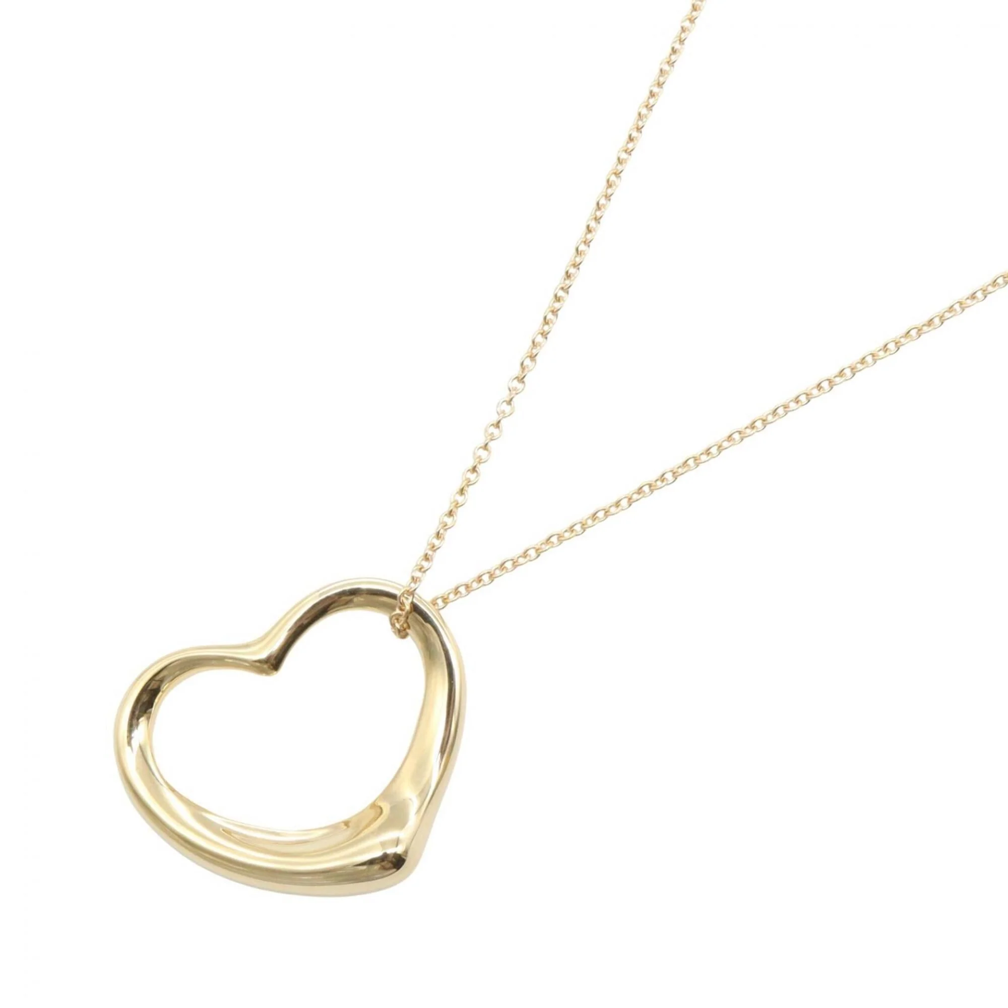 Open Heart Pendant Necklace 18K Yellow Gold 17mm