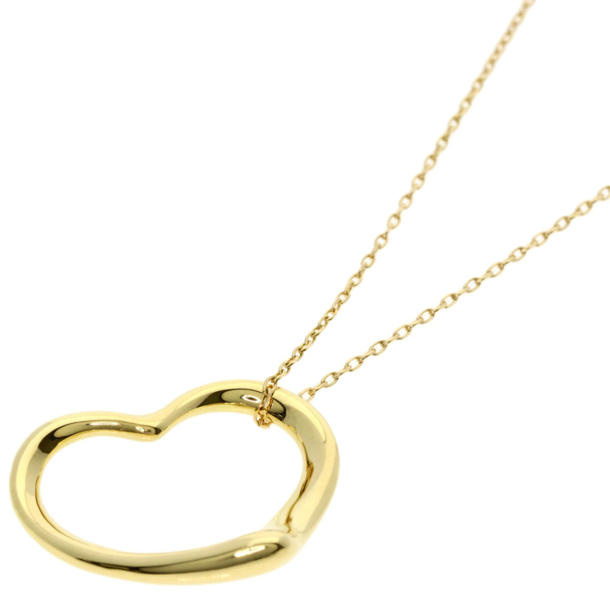 Open Heart Pendant Necklace 18K Yellow Gold 18.1mm