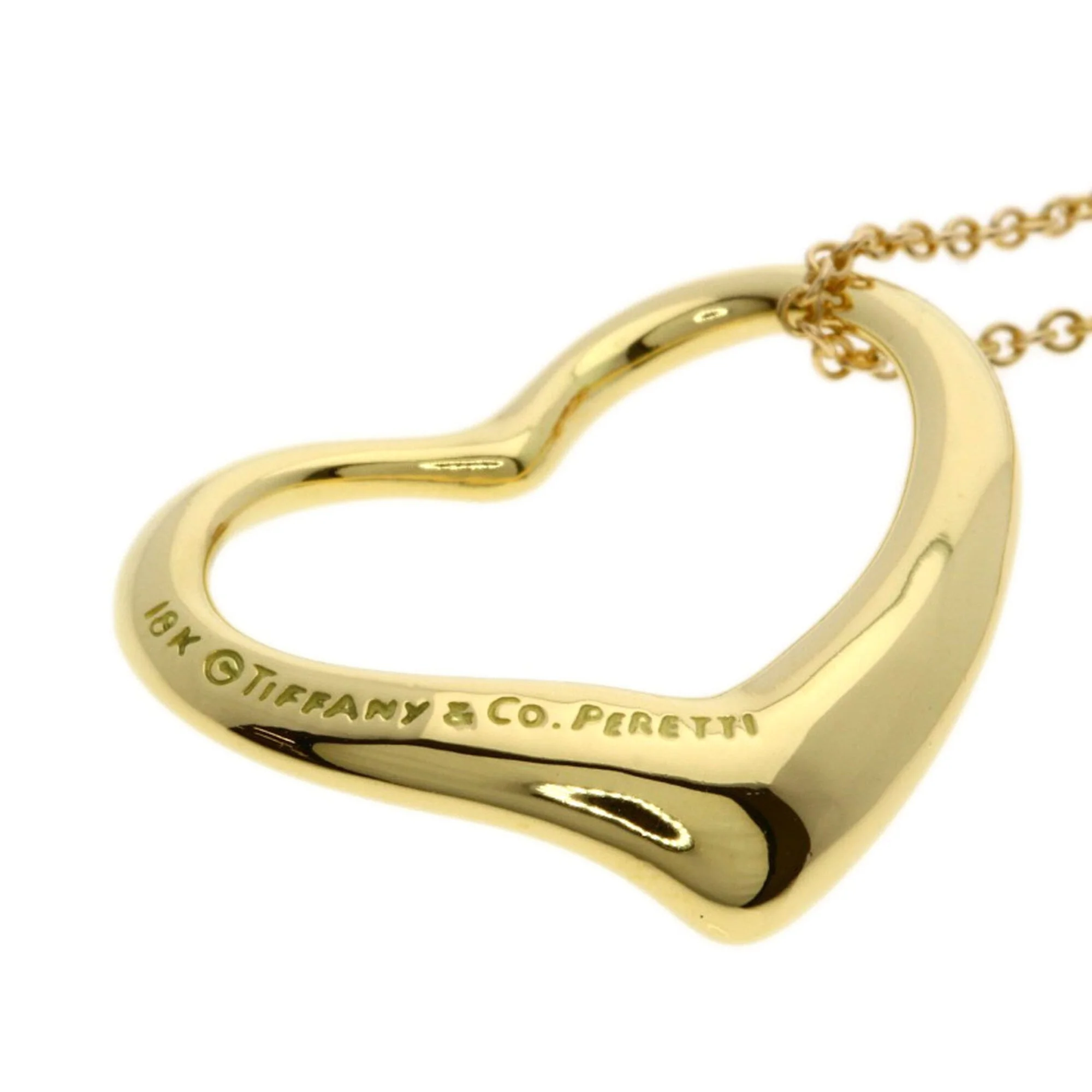 Open Heart Pendant Necklace 18K Yellow Gold 18.3mm - Image 3