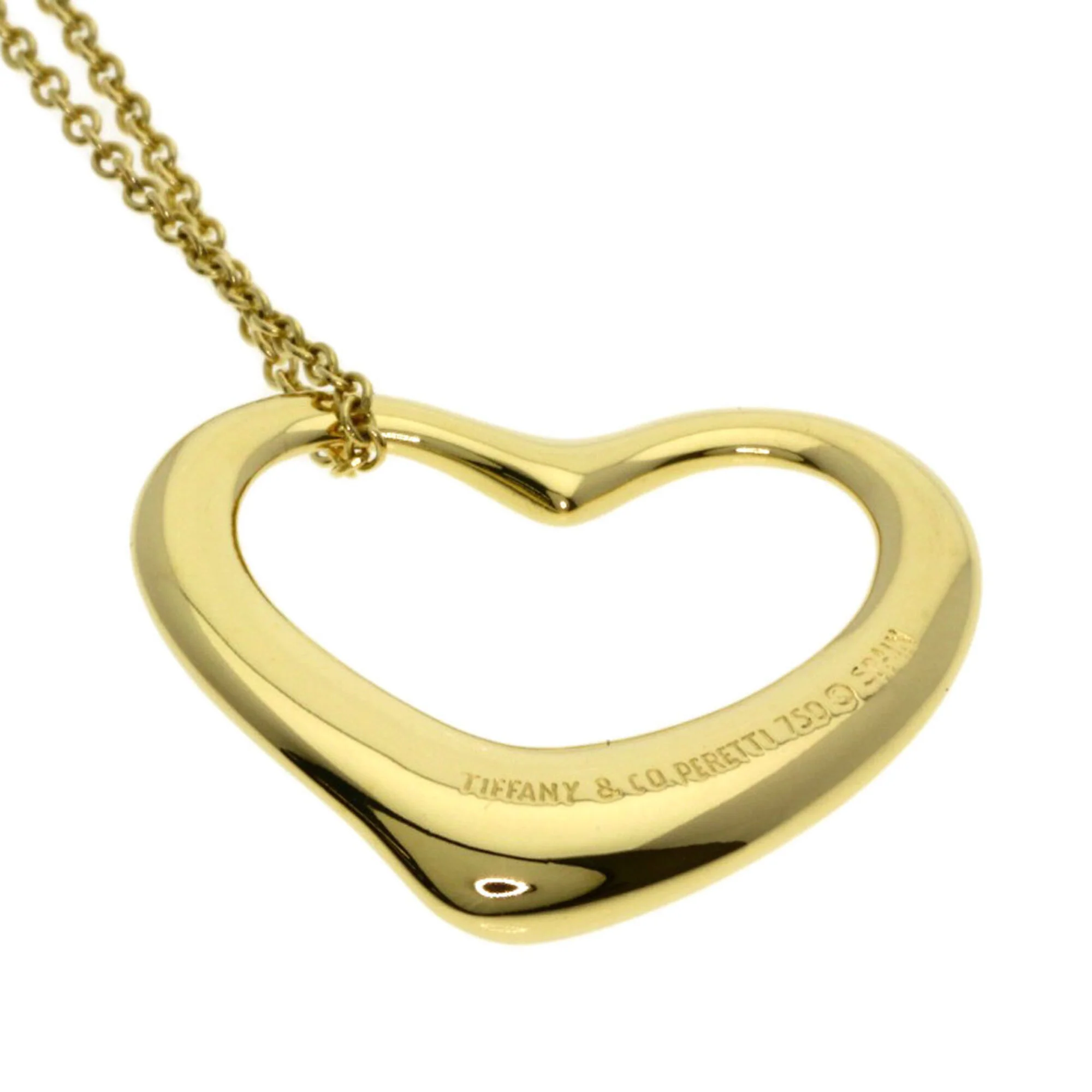 Open Heart Pendant Necklace 18K Yellow Gold 18.5mm - Image 4