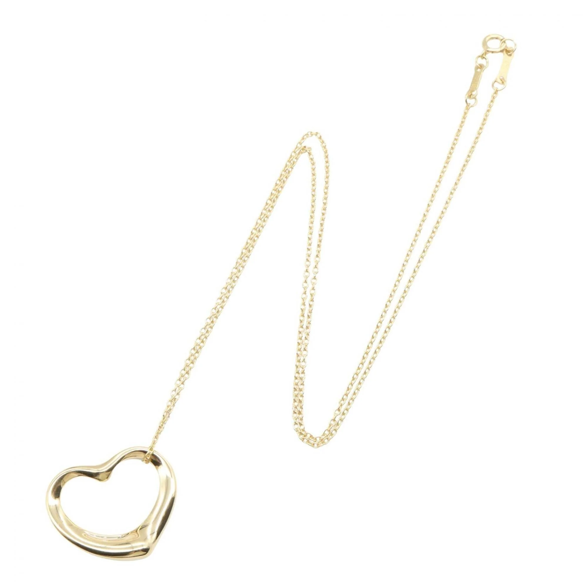 Open Heart Pendant Necklace 18K Yellow Gold 18mm - Image 2