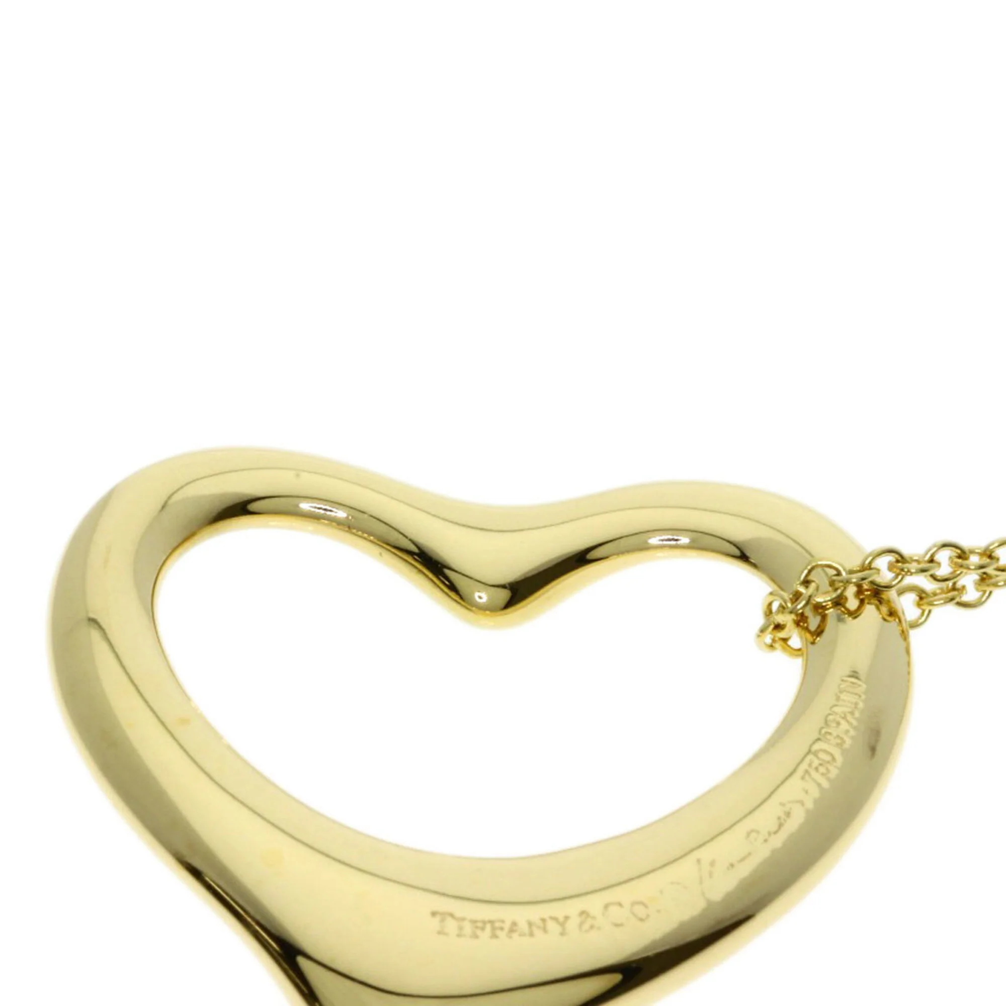 Open Heart Pendant Necklace 18K Yellow Gold 19.3mm - Image 7