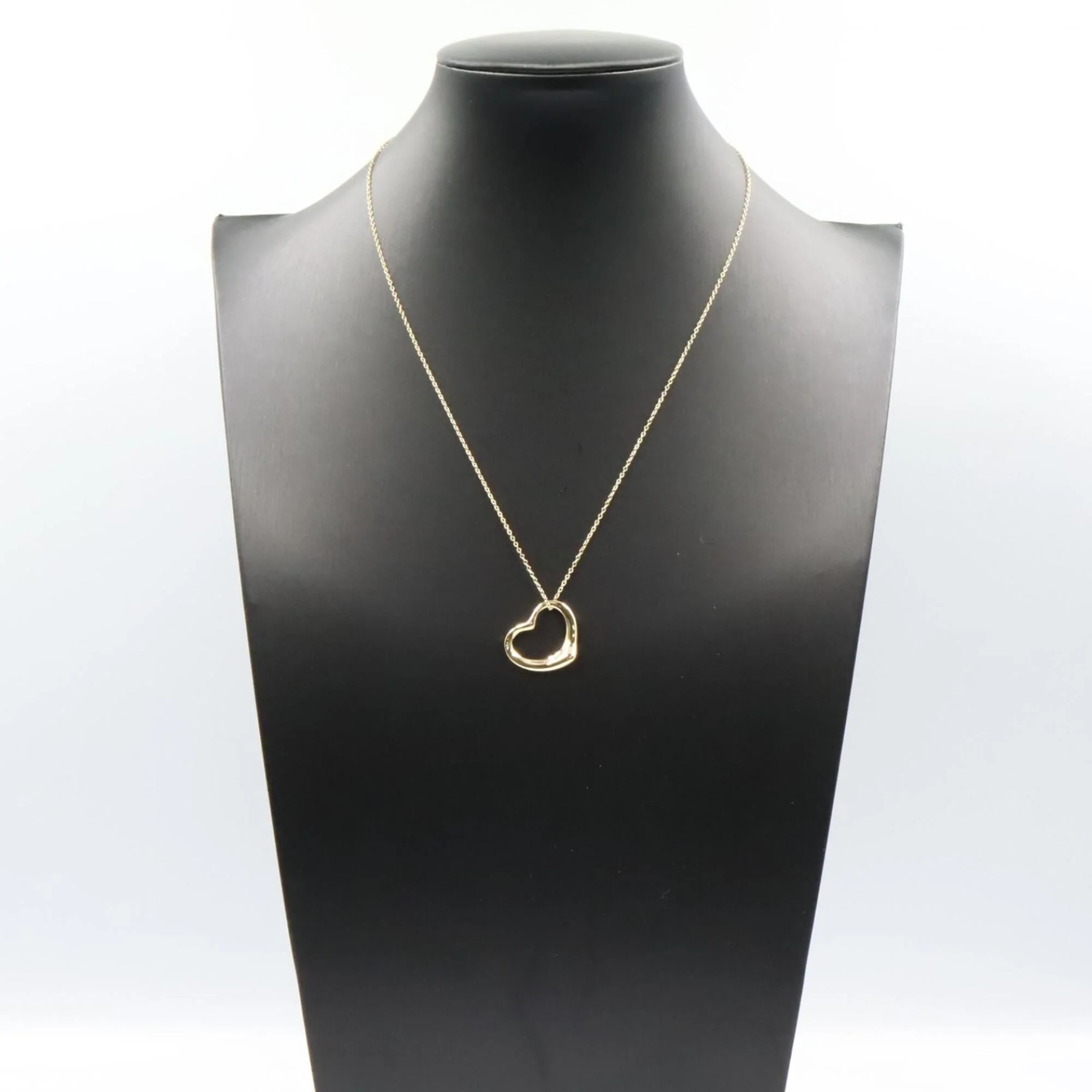 Open Heart Pendant Necklace 18K Yellow Gold 20mm - Image 7