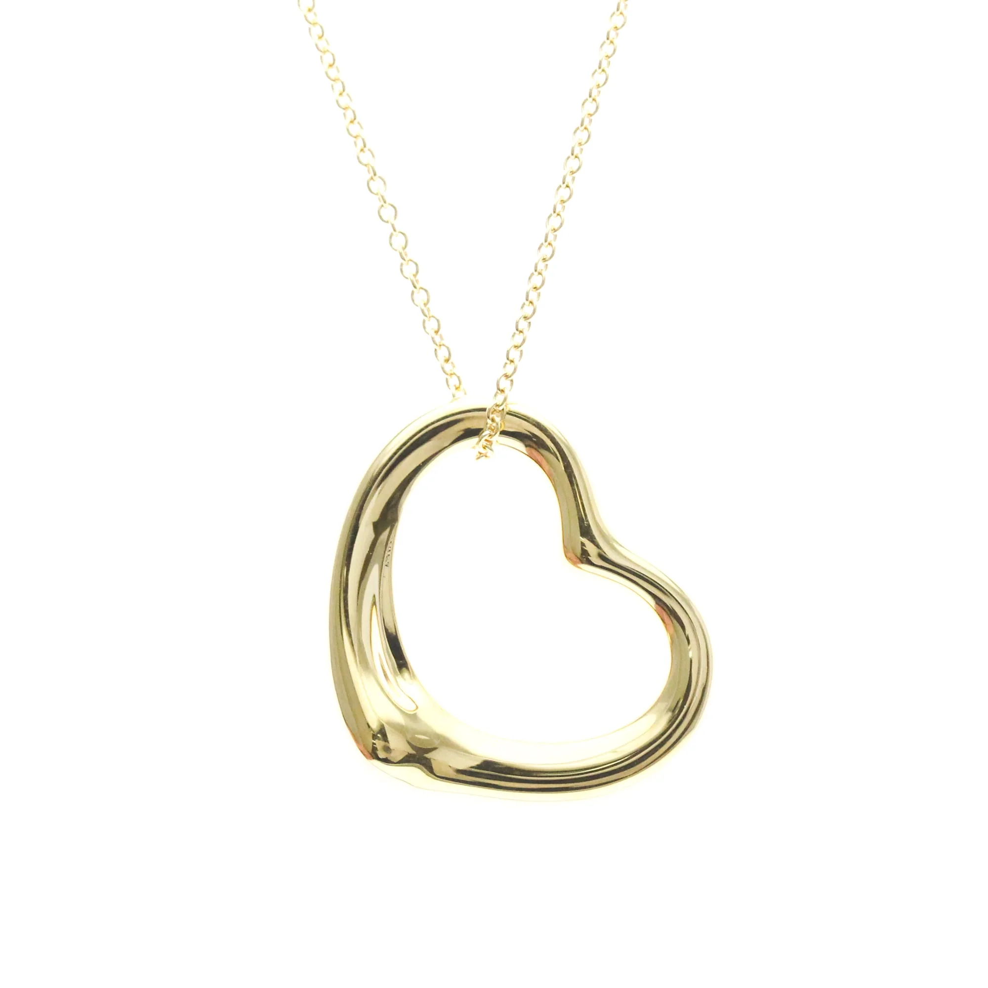 Open Heart Pendant Necklace 18K Yellow Gold 21.3mm