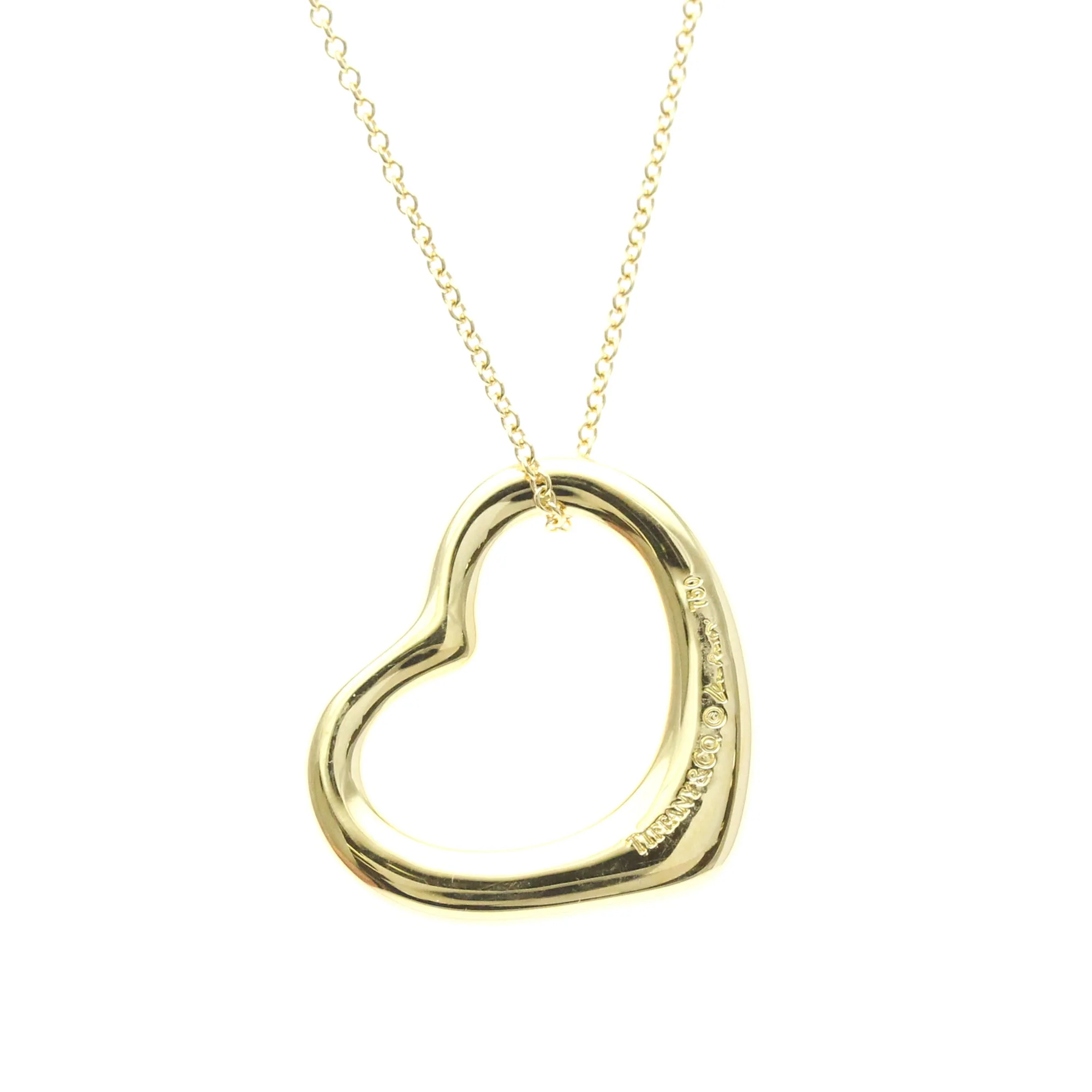Open Heart Pendant Necklace 18K Yellow Gold 21.3mm - Image 2