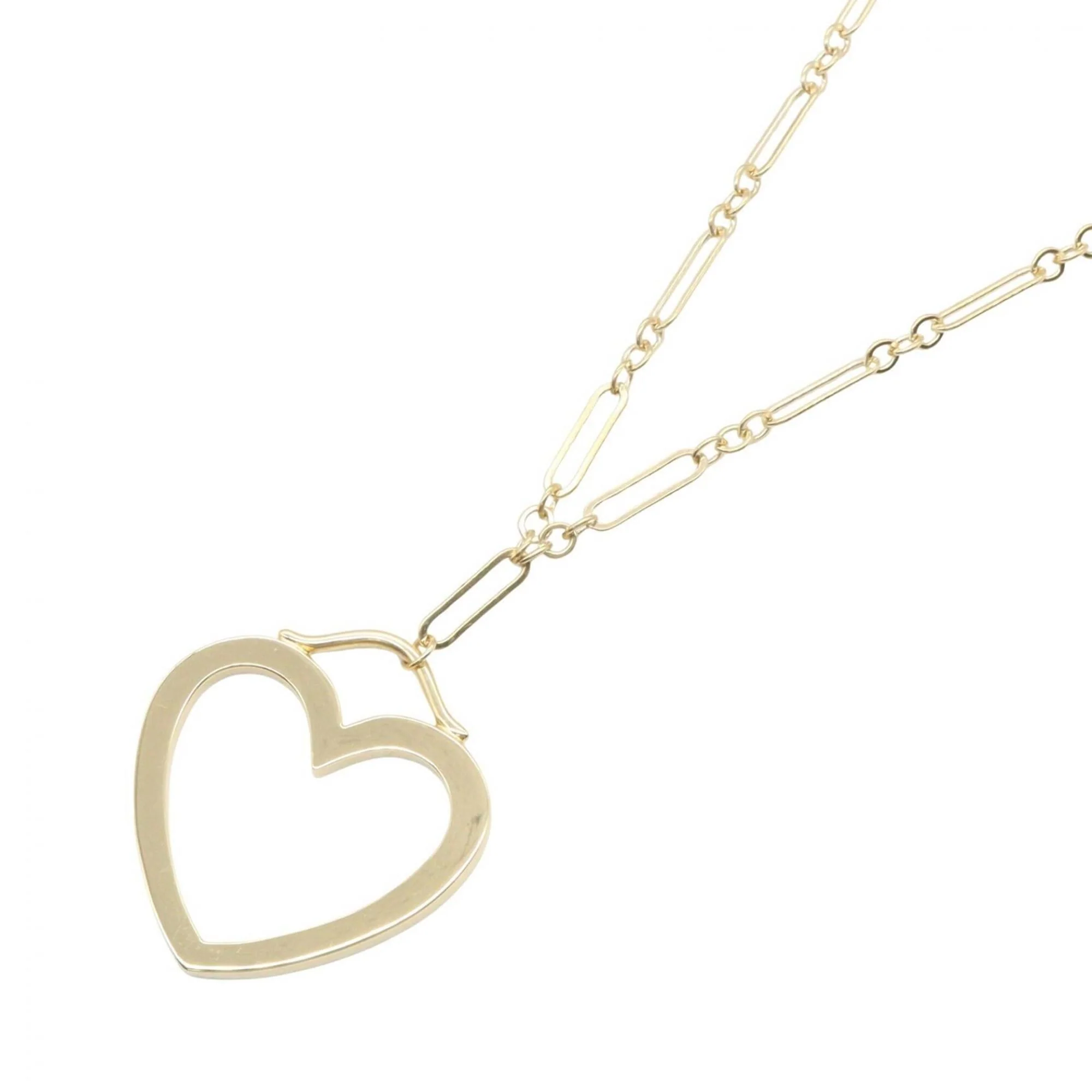 Open Heart Pendant Necklace 18K Yellow Gold 35mm