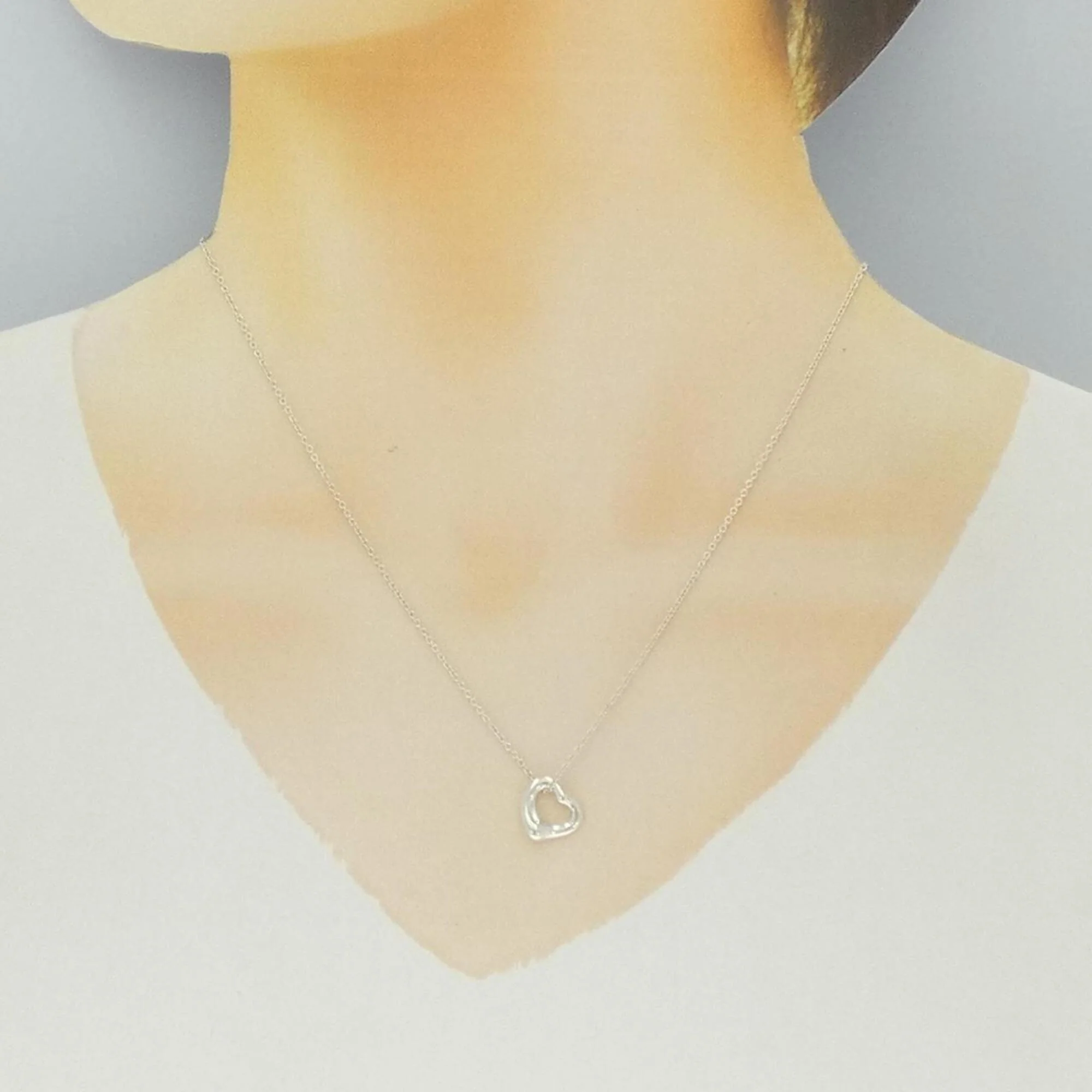 Open Heart Pendant Necklace Sterling Silver 11.1mm - Image 6