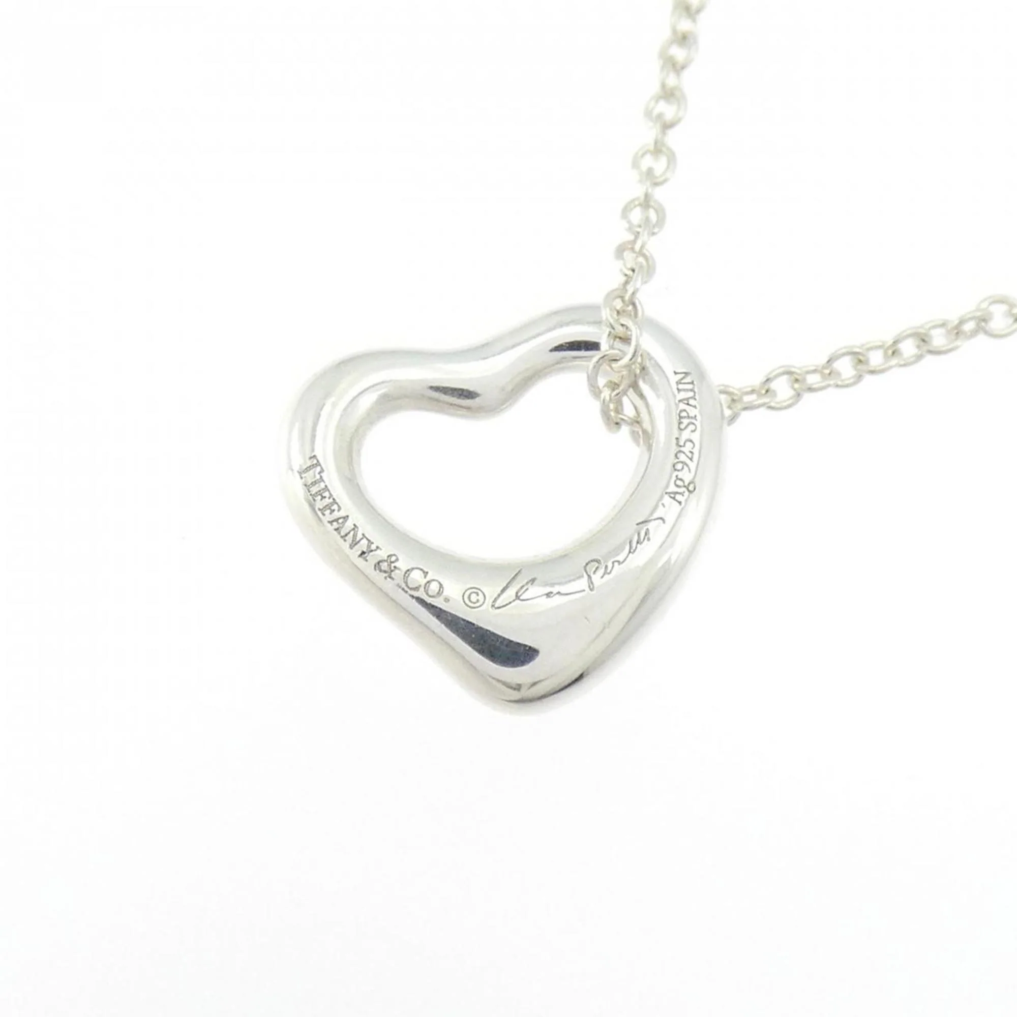 Open Heart Pendant Necklace Sterling Silver 11mm - Image 4