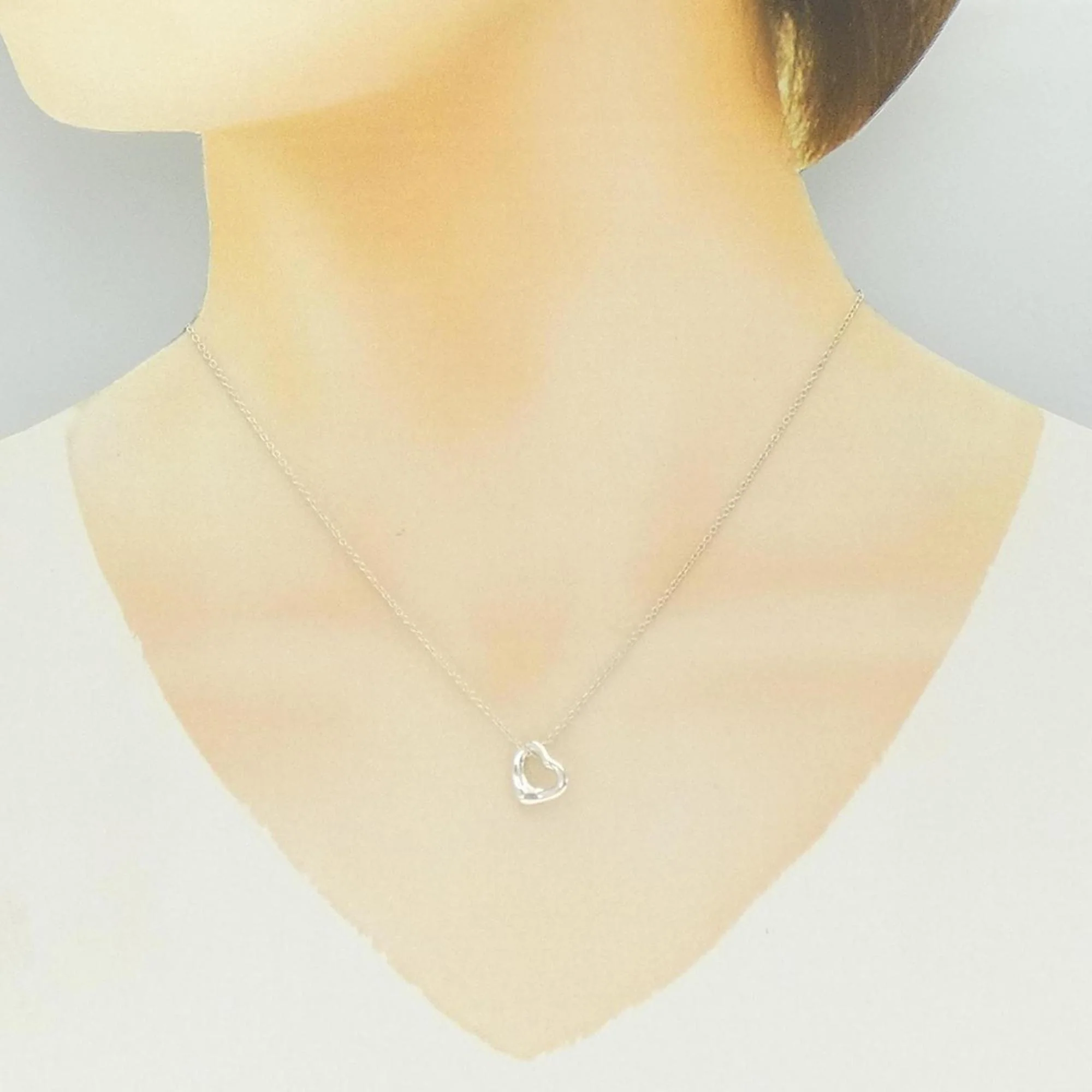 Open Heart Pendant Necklace Sterling Silver 11mm - Image 6