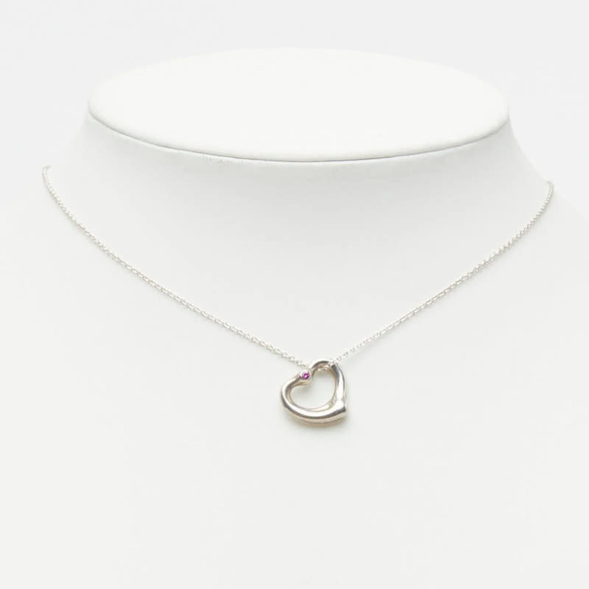 Open Heart Pendant Necklace Sterling Silver 13.6mm - Image 9