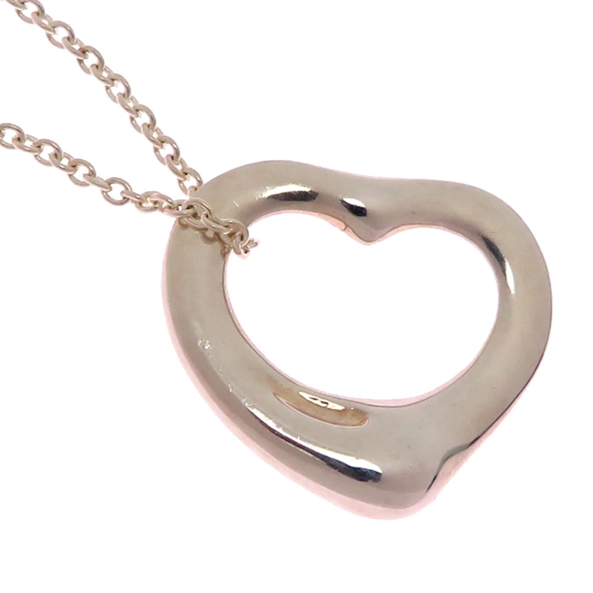 Open Heart Pendant Necklace Sterling Silver 14.1mm - Image 3
