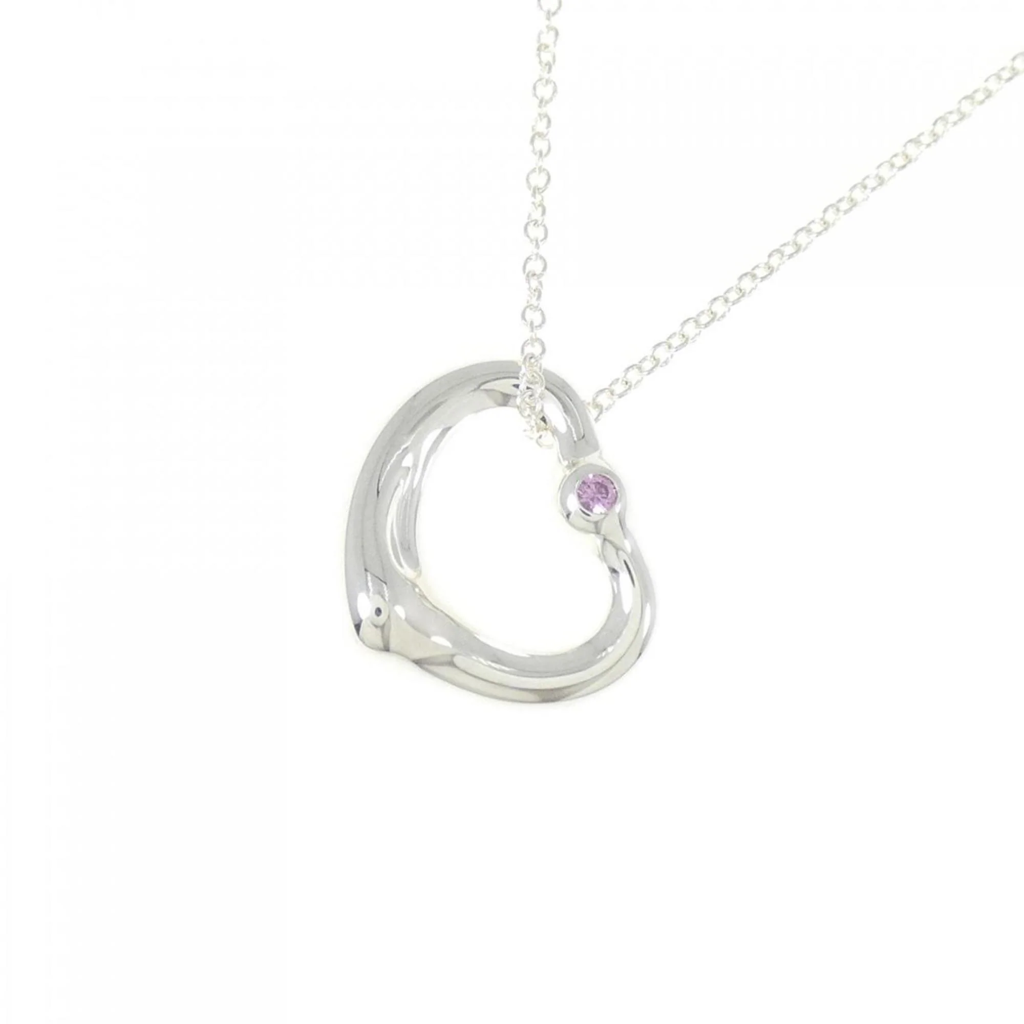 Open Heart Pendant Necklace Sterling Silver 14.9mm - Image 3