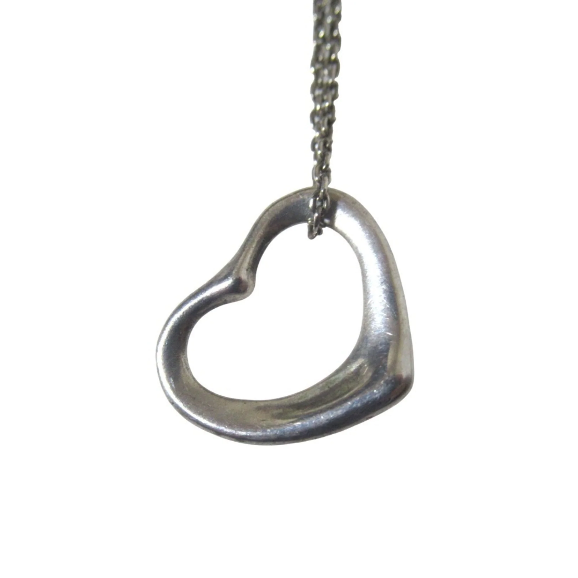 Open Heart Pendant Necklace Sterling Silver 14mm - Image 2