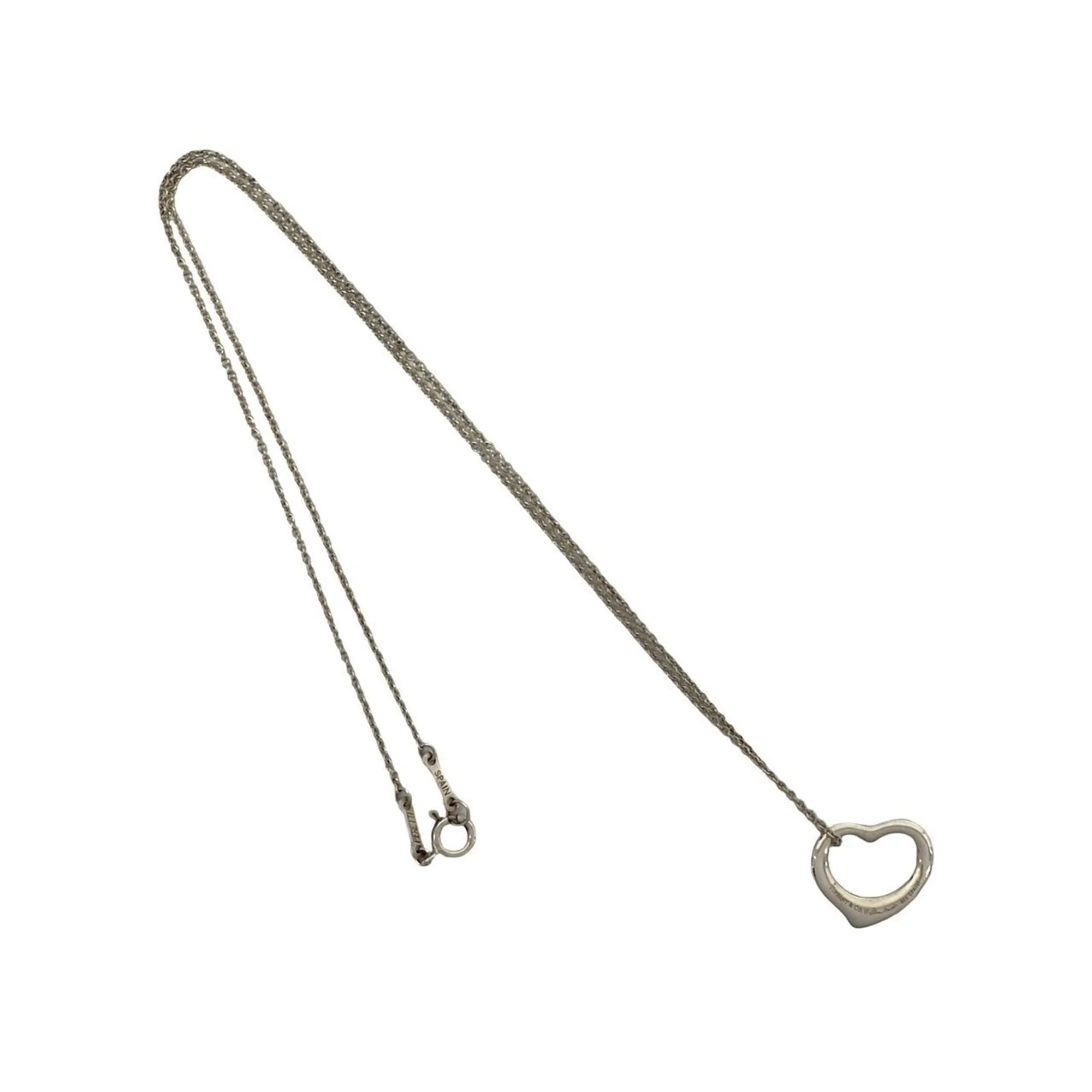 Open Heart Pendant Necklace Sterling Silver 15mm