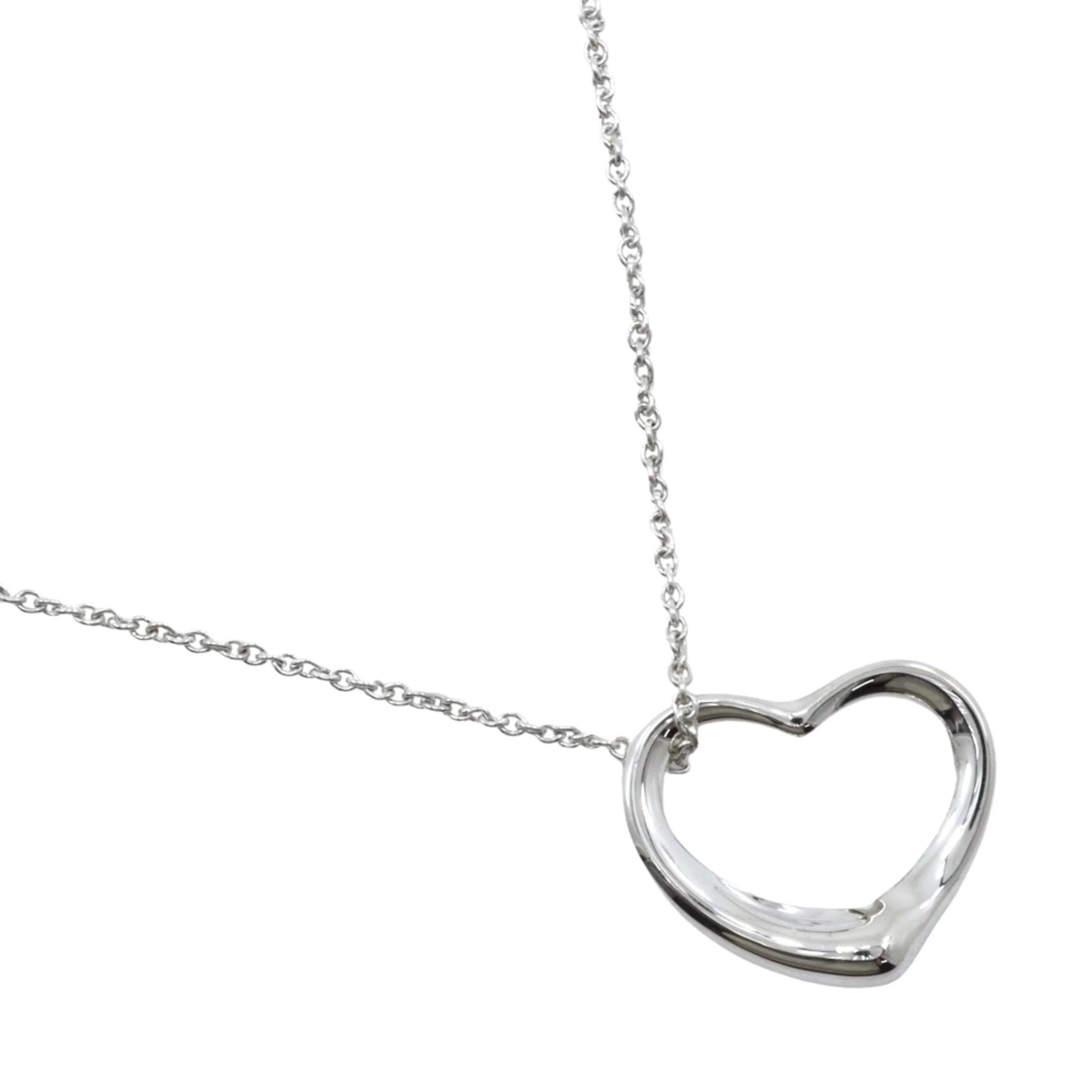Open Heart Pendant Necklace Sterling Silver 18mm