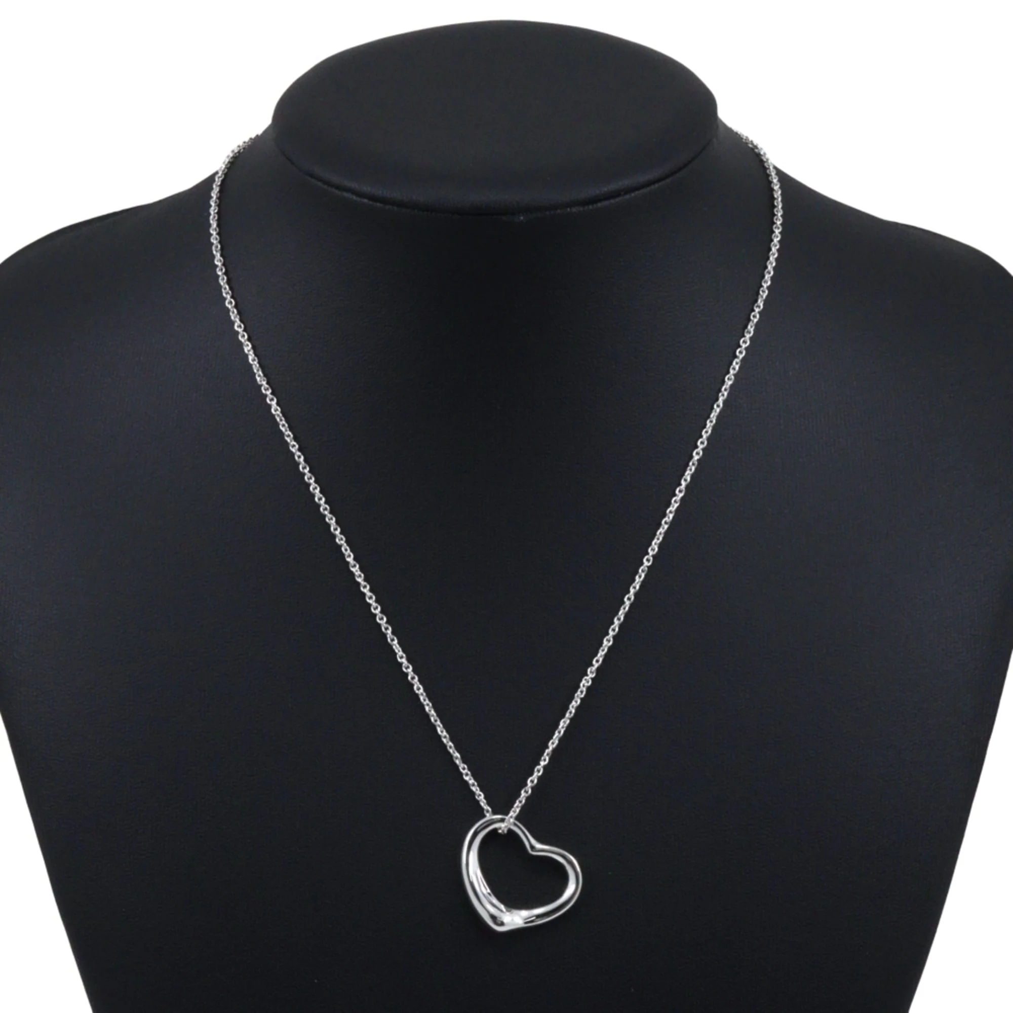 Open Heart Pendant Necklace Sterling Silver 18mm - Image 2