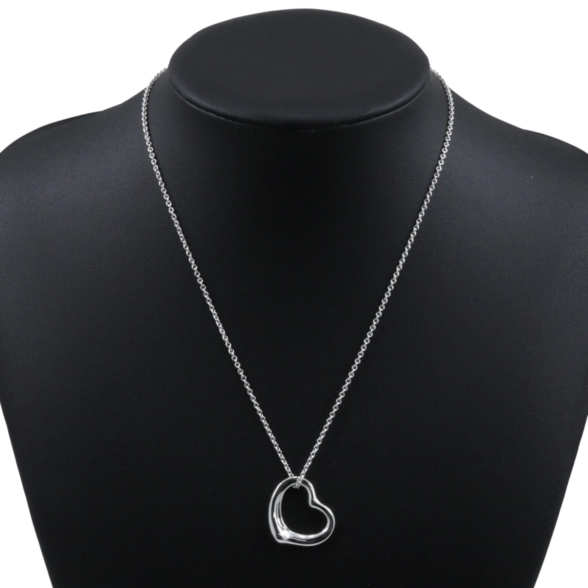 Open Heart Pendant Necklace Sterling Silver 19mm - Image 2