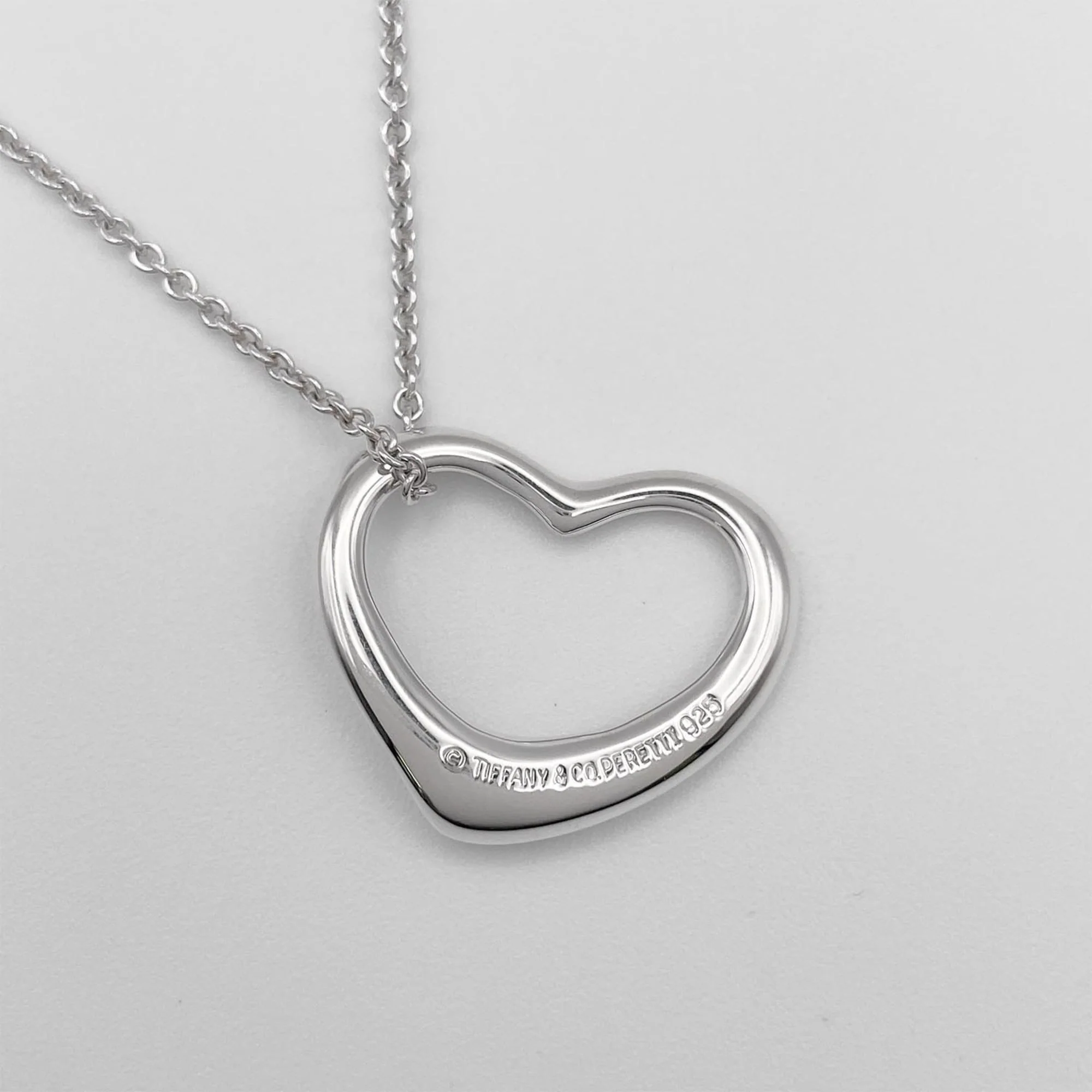 Open Heart Pendant Necklace Sterling Silver 20mm - Image 6