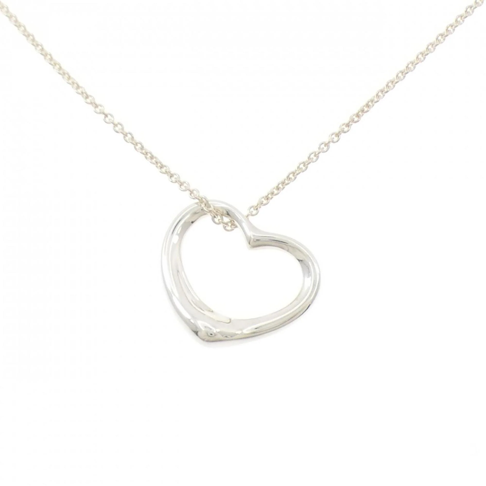 Open Heart Pendant Necklace Sterling Silver 21mm