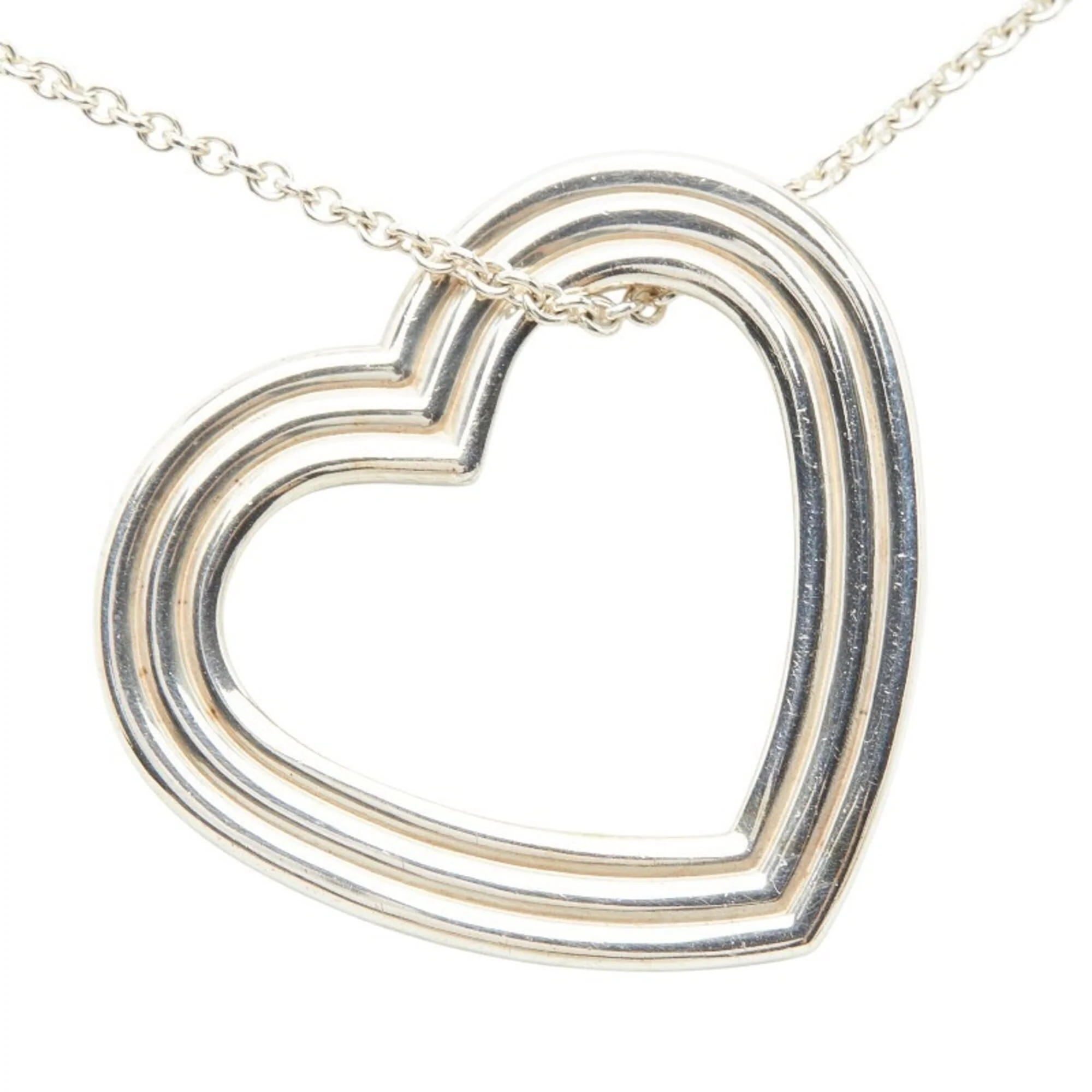 Open Heart Pendant Necklace Sterling Silver 27.8mm - Image 3