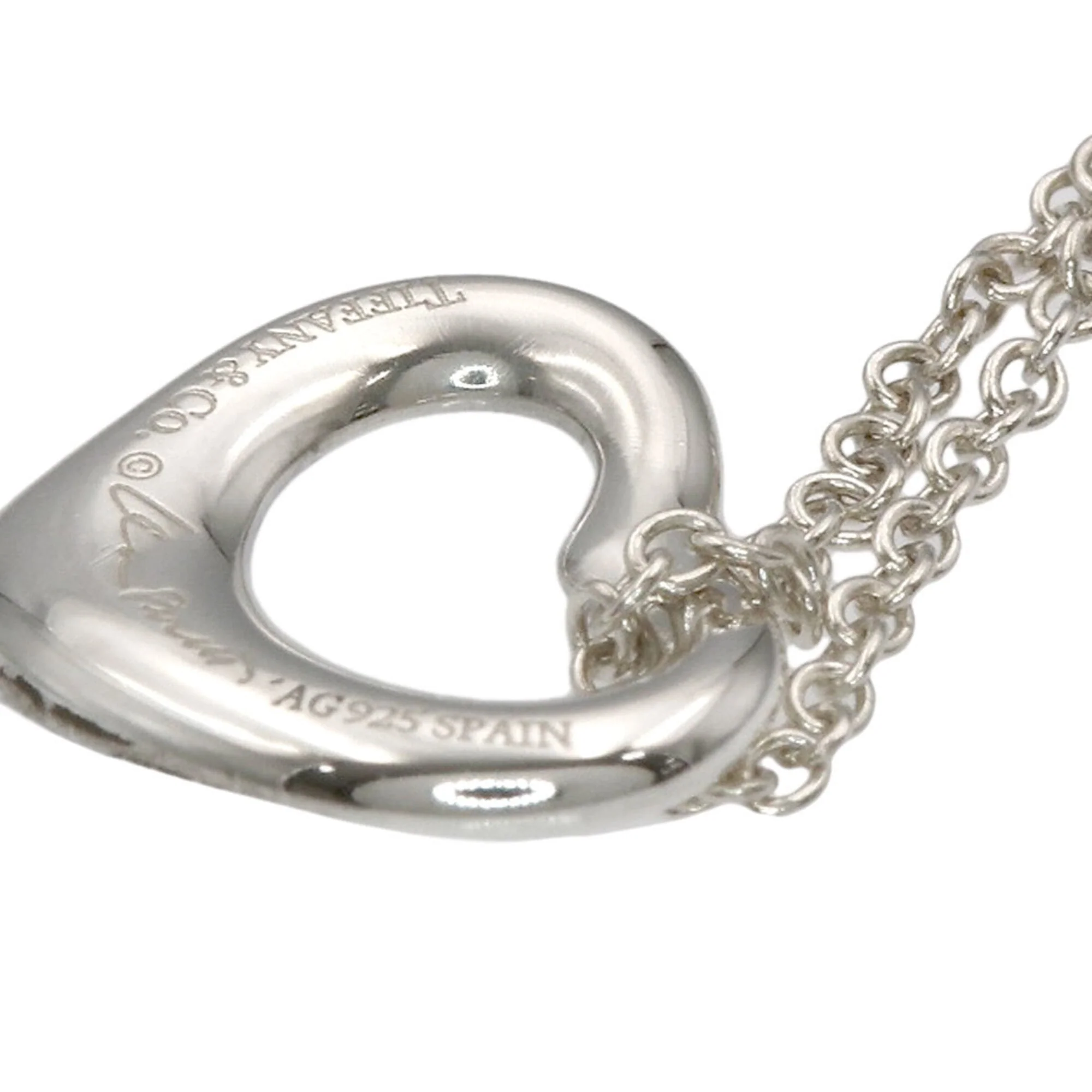 Open Heart Pendant Necklace Sterling Silver 9.9mm - Image 7