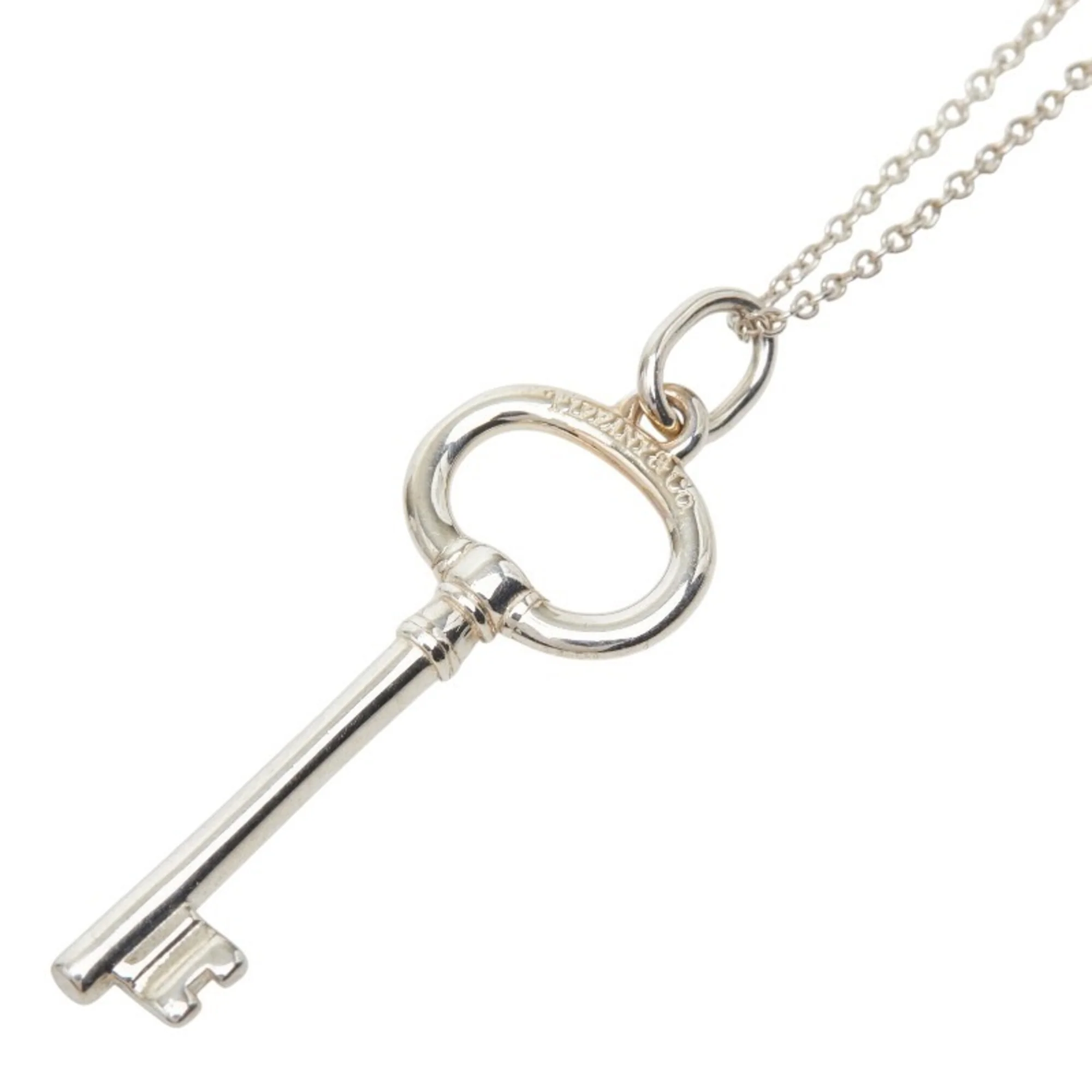 Oval Key Chain Pendant Necklace Sterling Silver