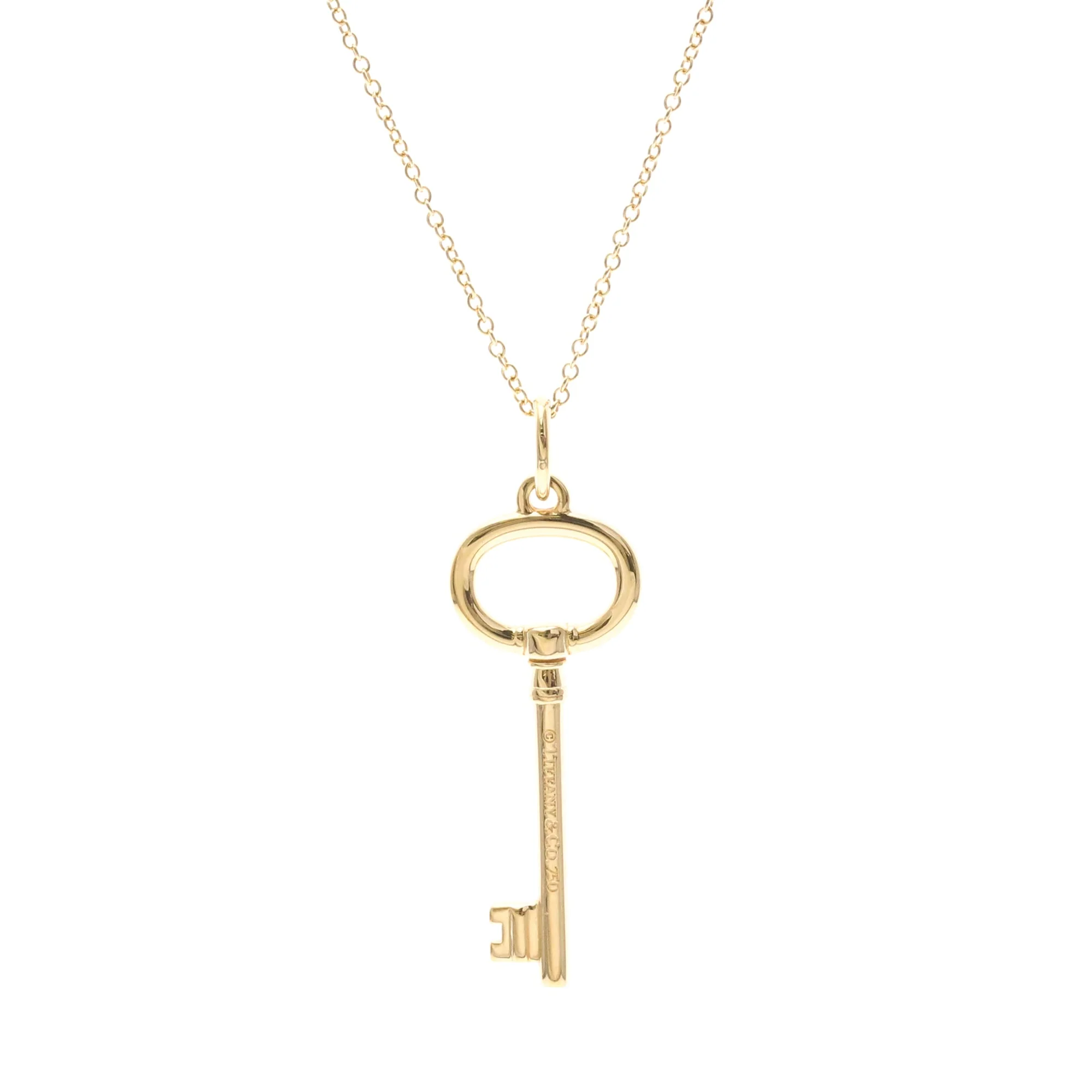 Oval Key Pendant Necklace 18K Rose Gold - Image 2