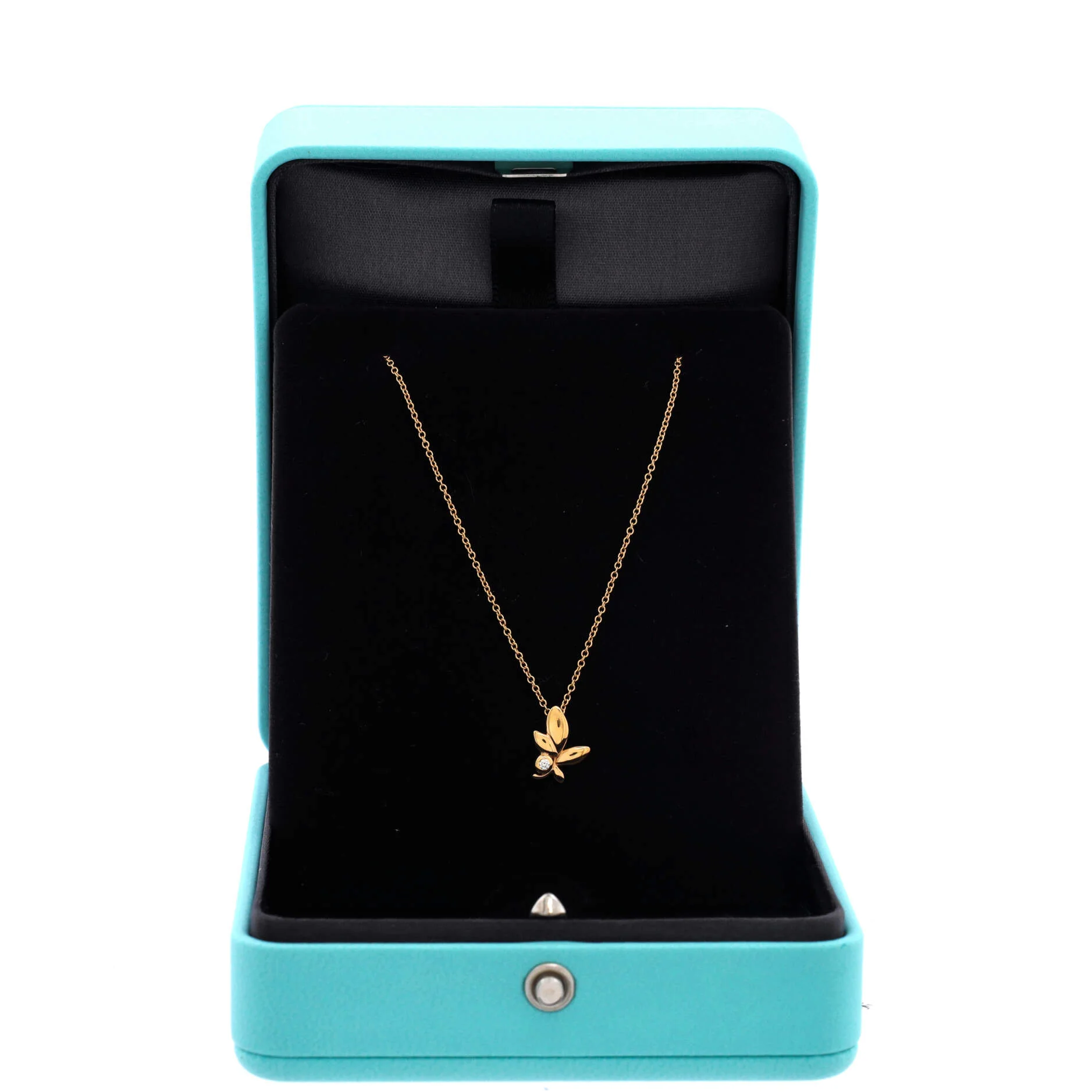 Paloma Picasso Olive Leaf Pendant Necklace 18K Yellow Gold with Diamond Mini - Image 2