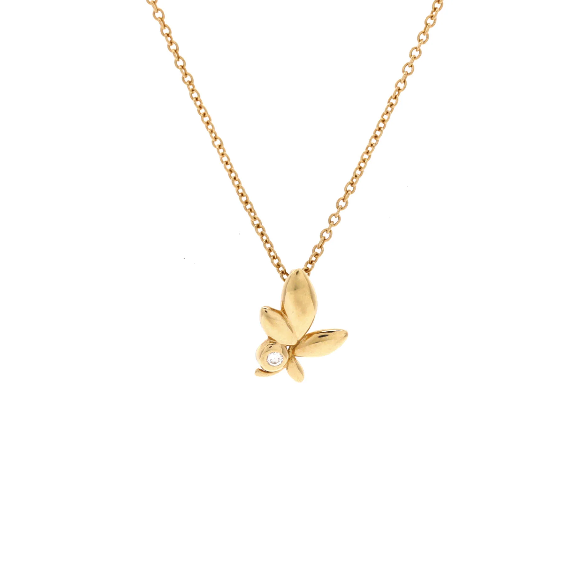 Paloma Picasso Olive Leaf Pendant Necklace 18K Yellow Gold with Diamond Mini