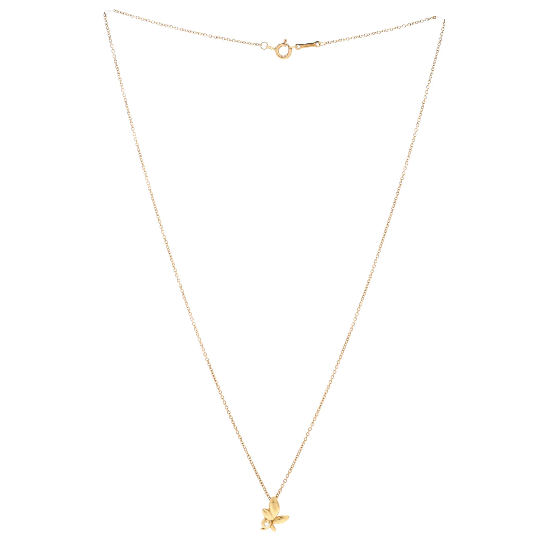 Paloma Picasso Olive Leaf Pendant Necklace 18K Yellow Gold with Diamond Mini - Image 2